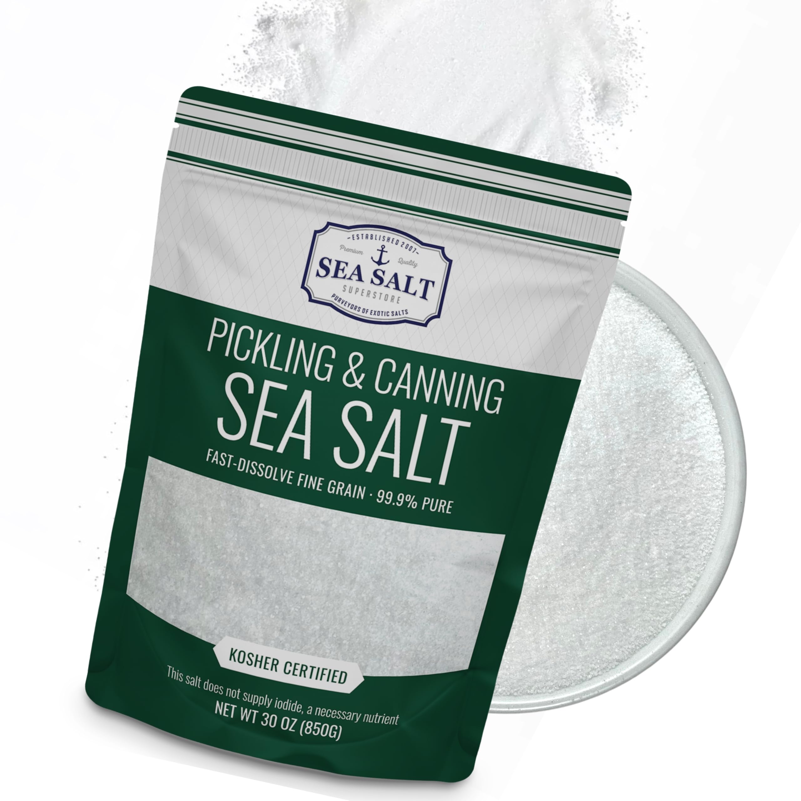 Pickling & Canning Pickling & Curing Salt for Natural Preserving, Fine Kosher Salt for Brining, 30 oz Bag, Non Iodized