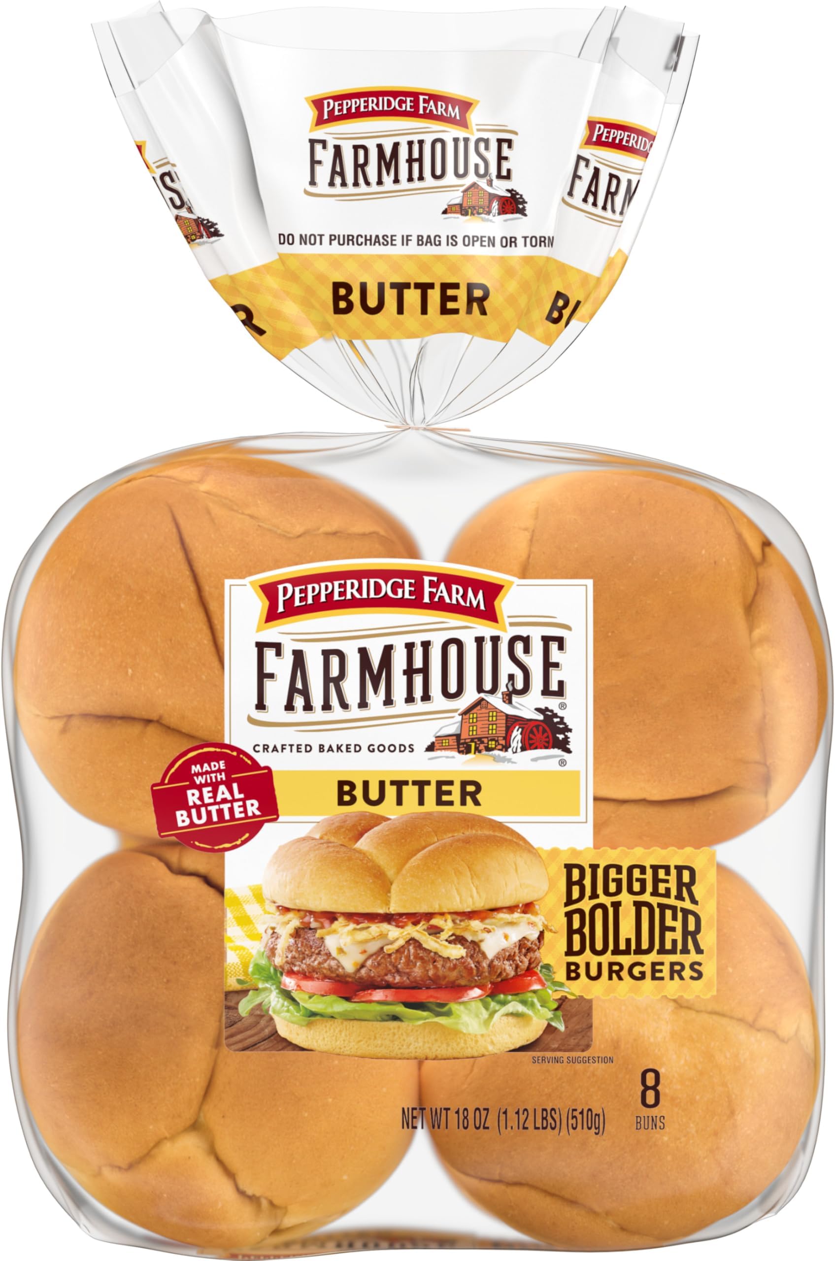 Farmhouse Butter Hamburger Buns, 8-Pack Bag