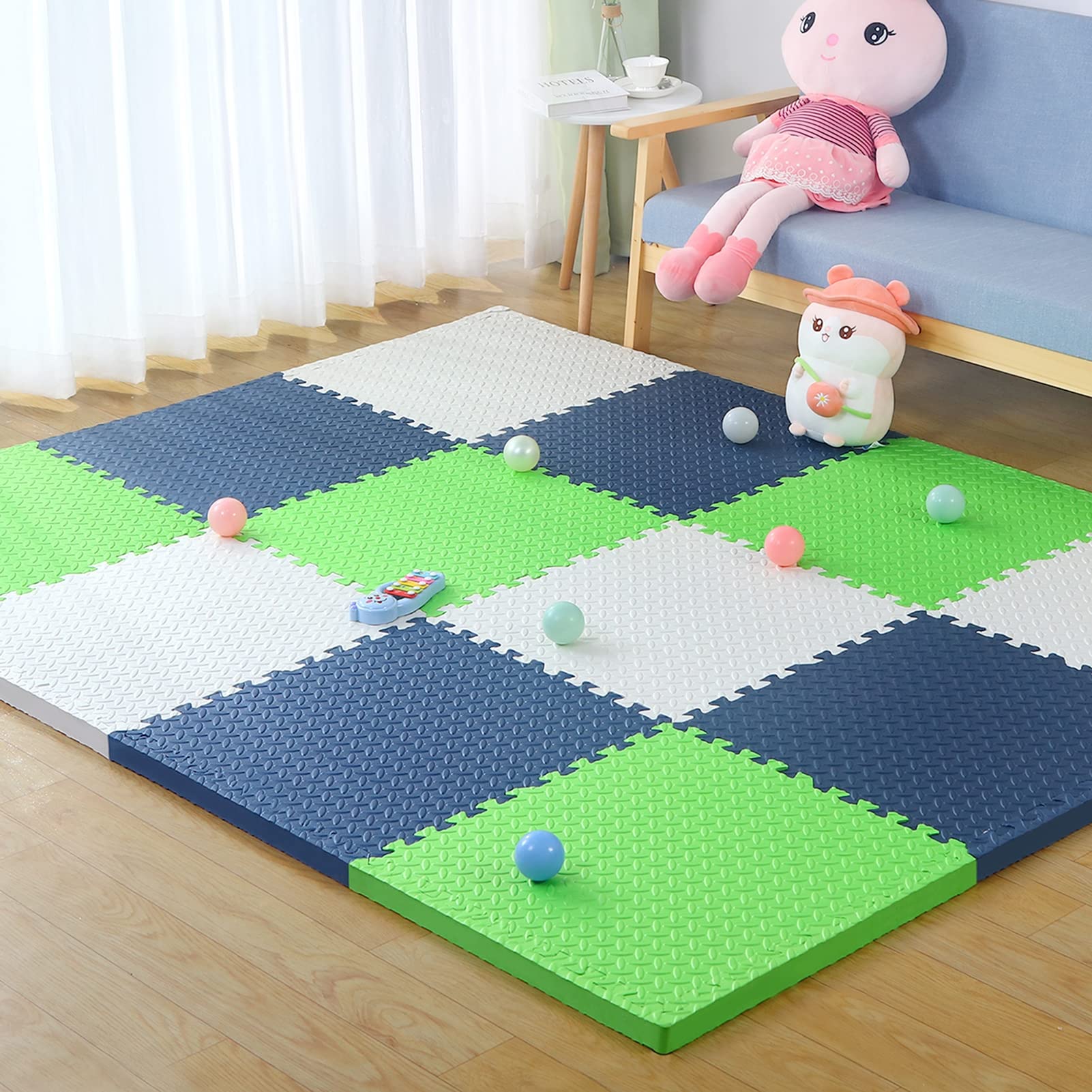 8/9 / 10/12 Pièces Tapis De Jeu Puzzle en Mousse, 60 X 60 Cm Tapis Sol Bebe Epais, Tapis Rampant Bébé Douce Et Confortable Tapis Puzzle Bebe Mousse pour Balcon Chambre Salon,F,10Pcs
