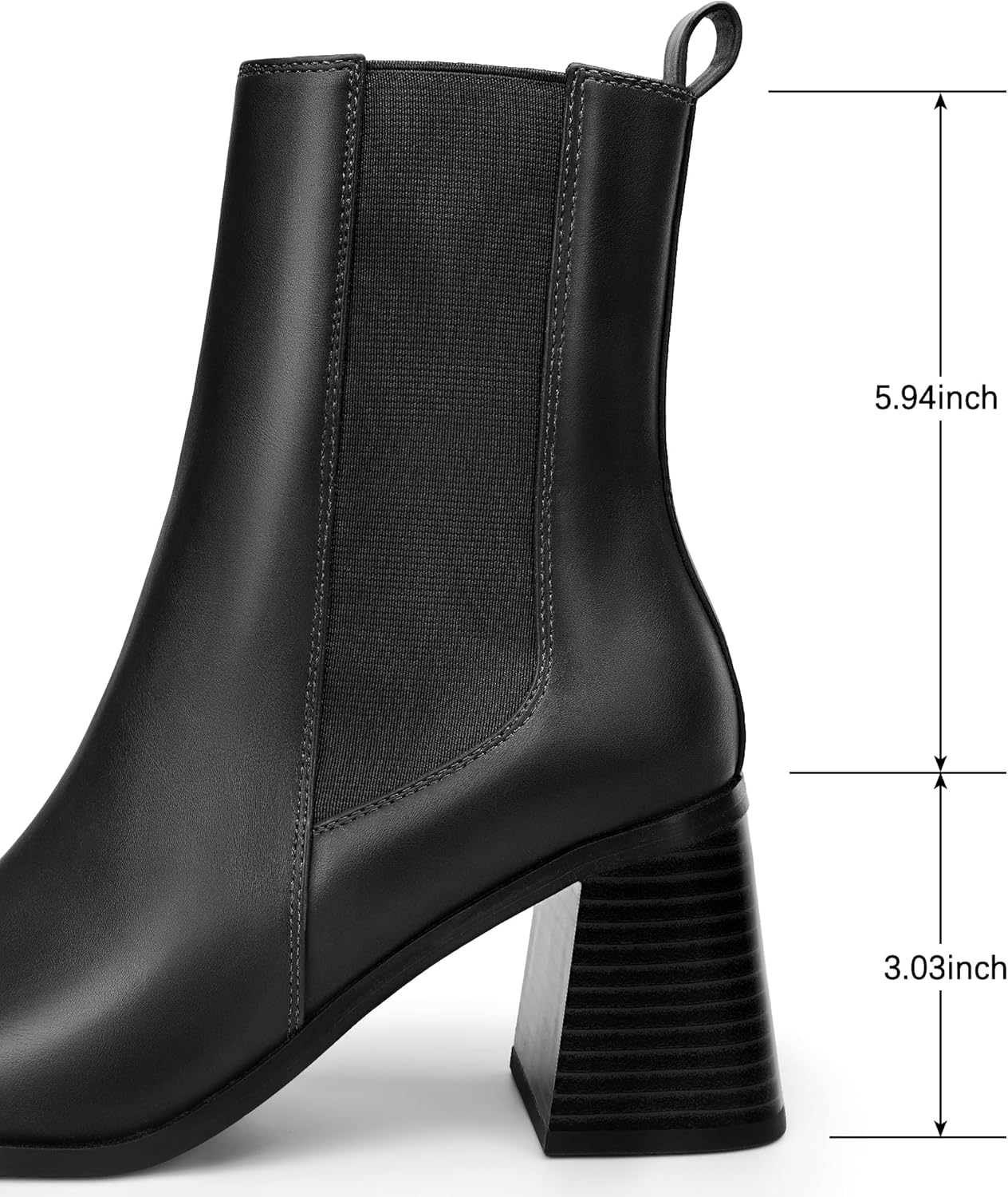 MIXIN Womens Chelsea Ankle Boots Fashion Tall Shaft Low Chunky Block Heel Pointed Toe Fall Winter Heeled Booties Shoes - Image 3