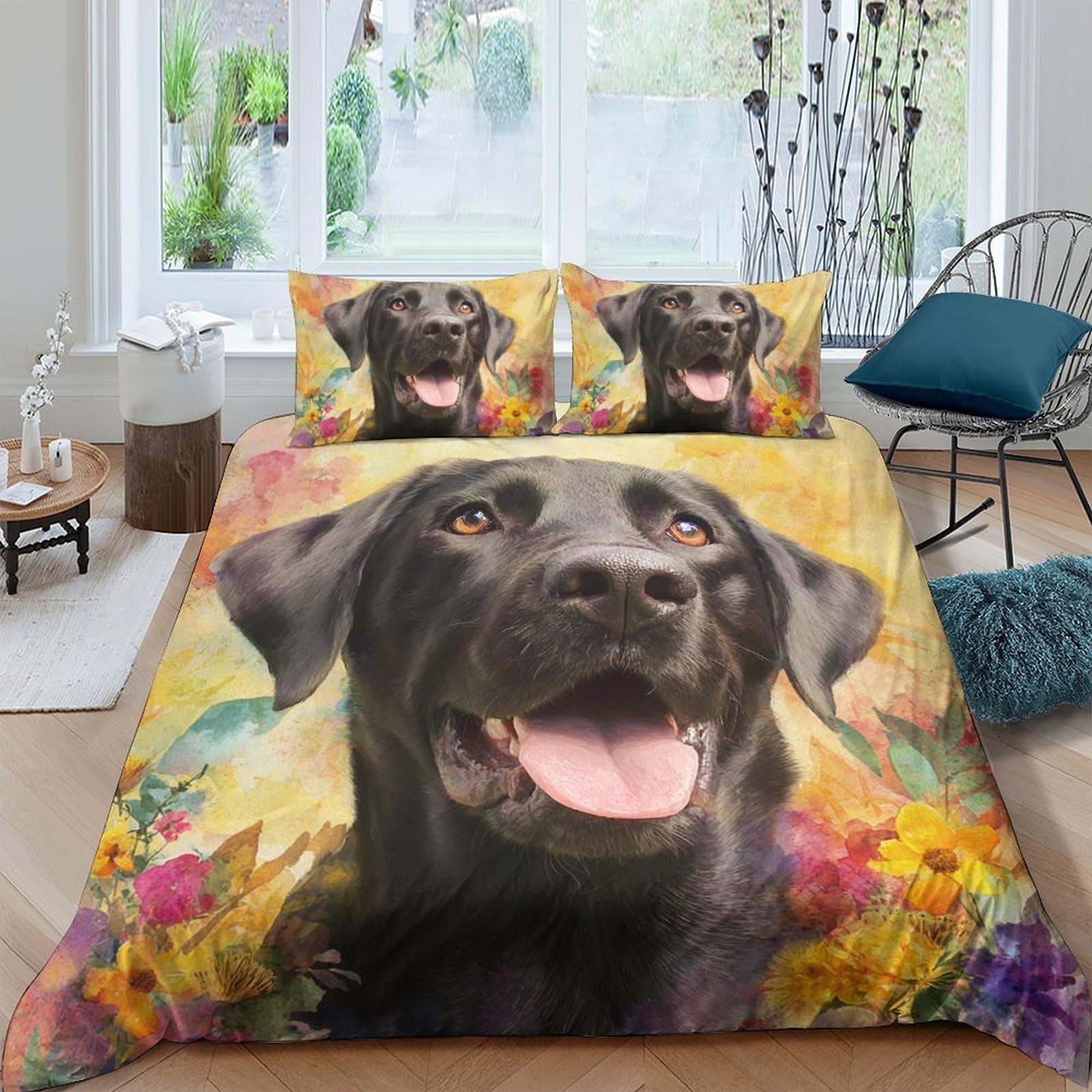 Housse de couette chien labrador noir en microfibre haut de gamme confort doux