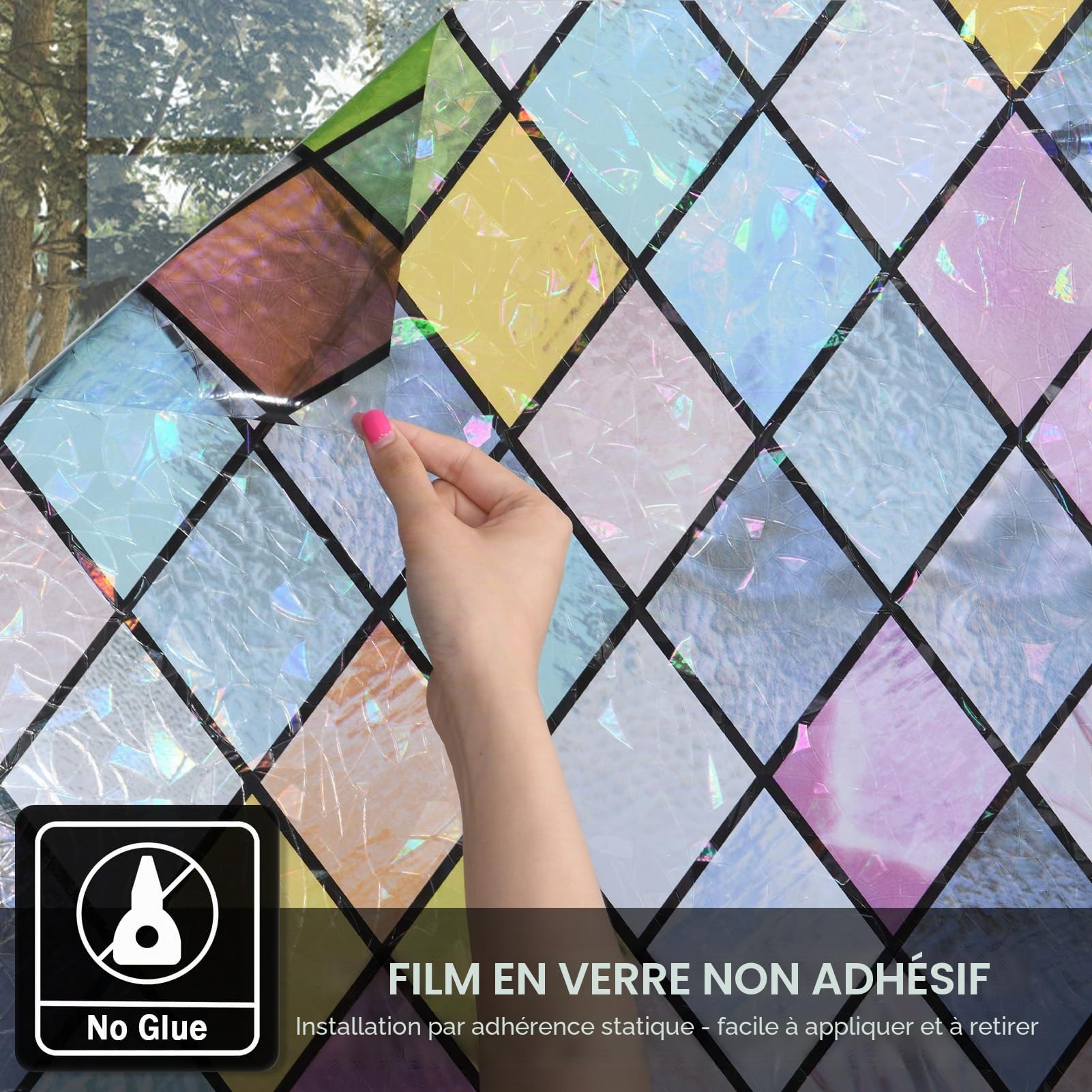 Film Fenêtre Anti Regard en Arc-en-Ciel, Bon Intimité, 90x300cm | Film Fenetre Anti Regard , Film Fenêtre Electrostatique, Anti UV, Film Occultant Fenêtre pour Chambre, Salon, Cuisine