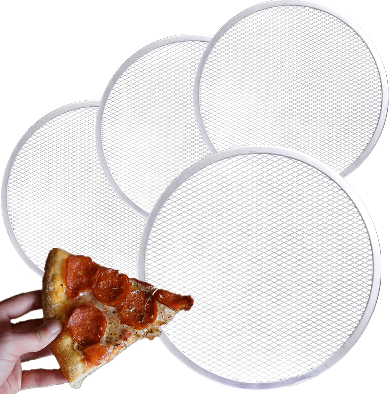 4 Pcs Pizza Screen,12 inches Aluminum Pizza Baking Screen