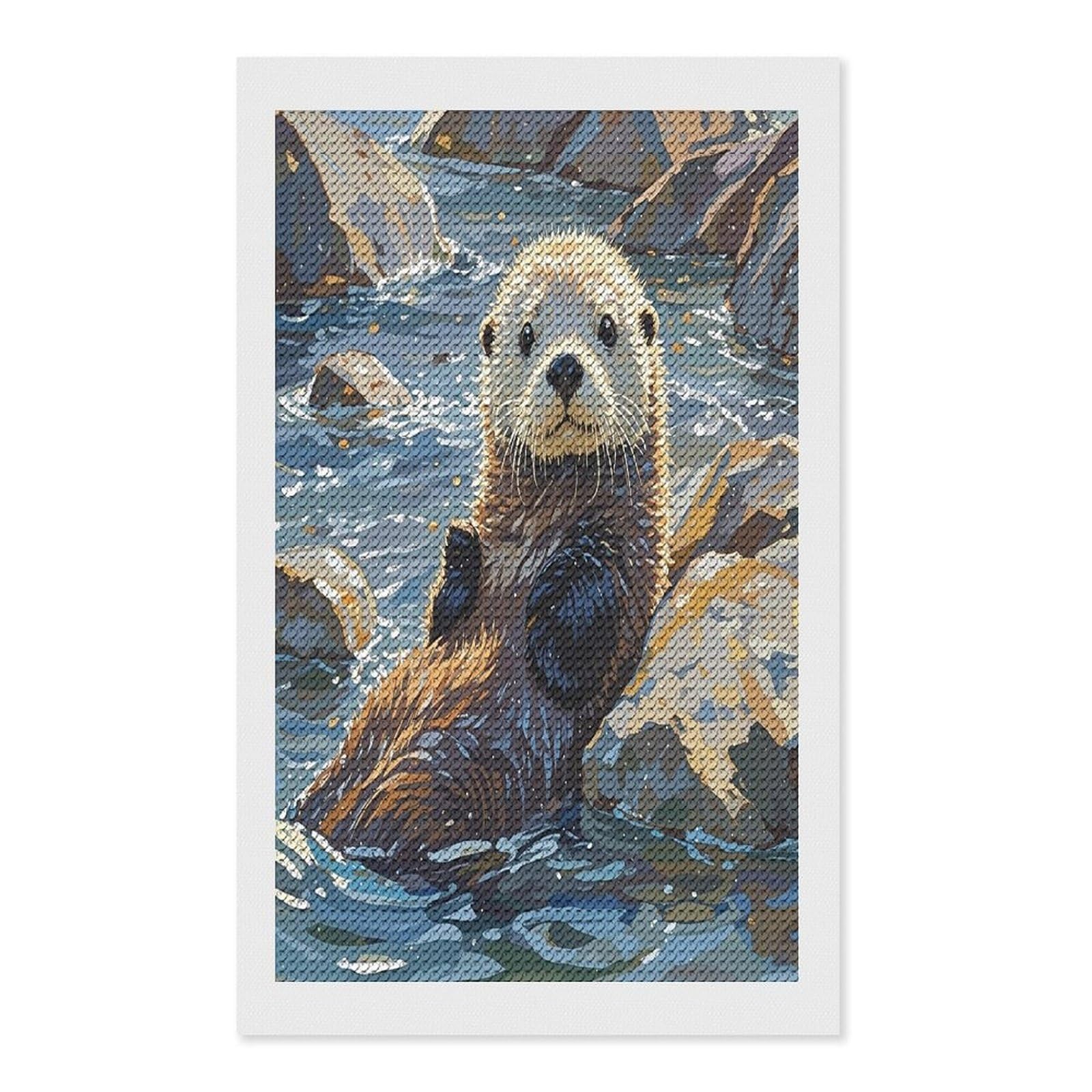 FekiLoot Sea Otters Painting Diamond Painting Kits for Beginners DIY Diamond Art Kits for Adults Full Drill Round Diamond Dot Gem Art Painting Fun DIY Crafts for Home Kitchen Wall Decor Gift 12"x20"
