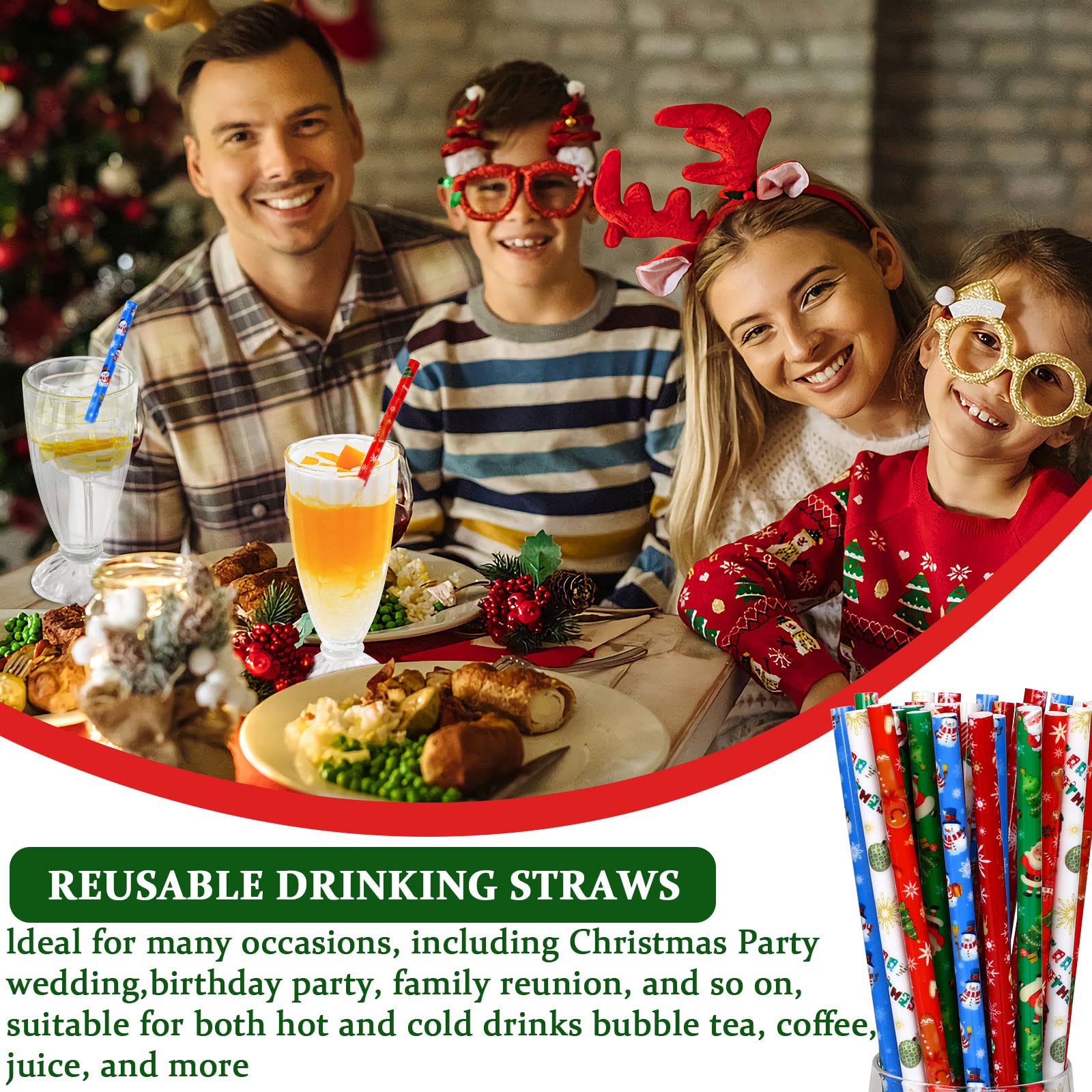 4 Pack Clear & Pink Acrylic Reusable Drinking Straws With Rings - 9 Inch BPA Free + Cleaning Brush