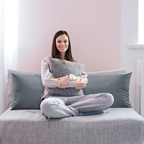 Miniatura 5 de Utopia Bedding Almohada de cuerpo completo para adultos (gris, 20 x 54 pulgadas), almohada larga para dormir, relleno de almohada grande para dormir