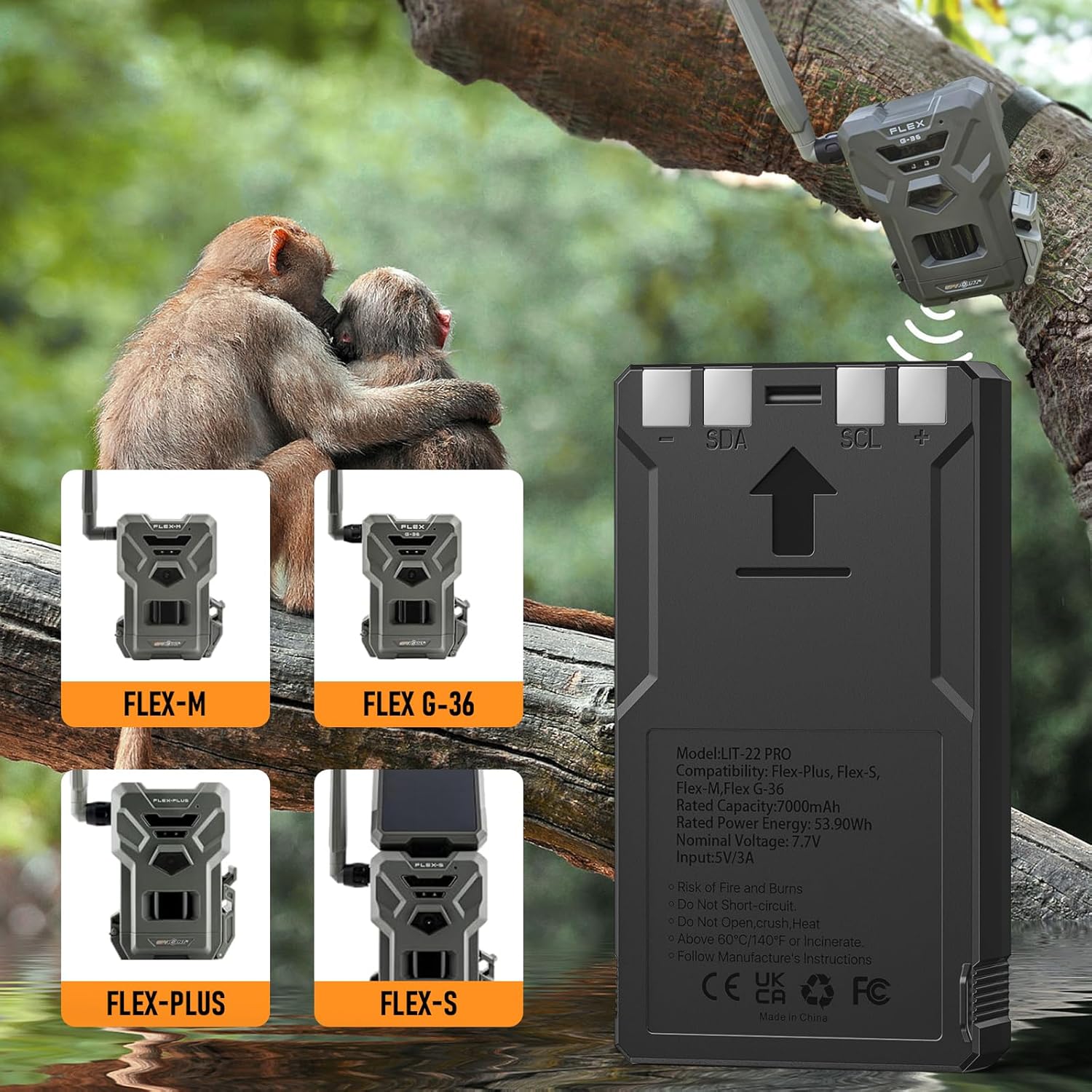 Runpower LIT-22 Rechargeable Battery Pack for Trail Cameras - Compatible with Flex-M, Felix Series, 7000mAh (2 Pack)