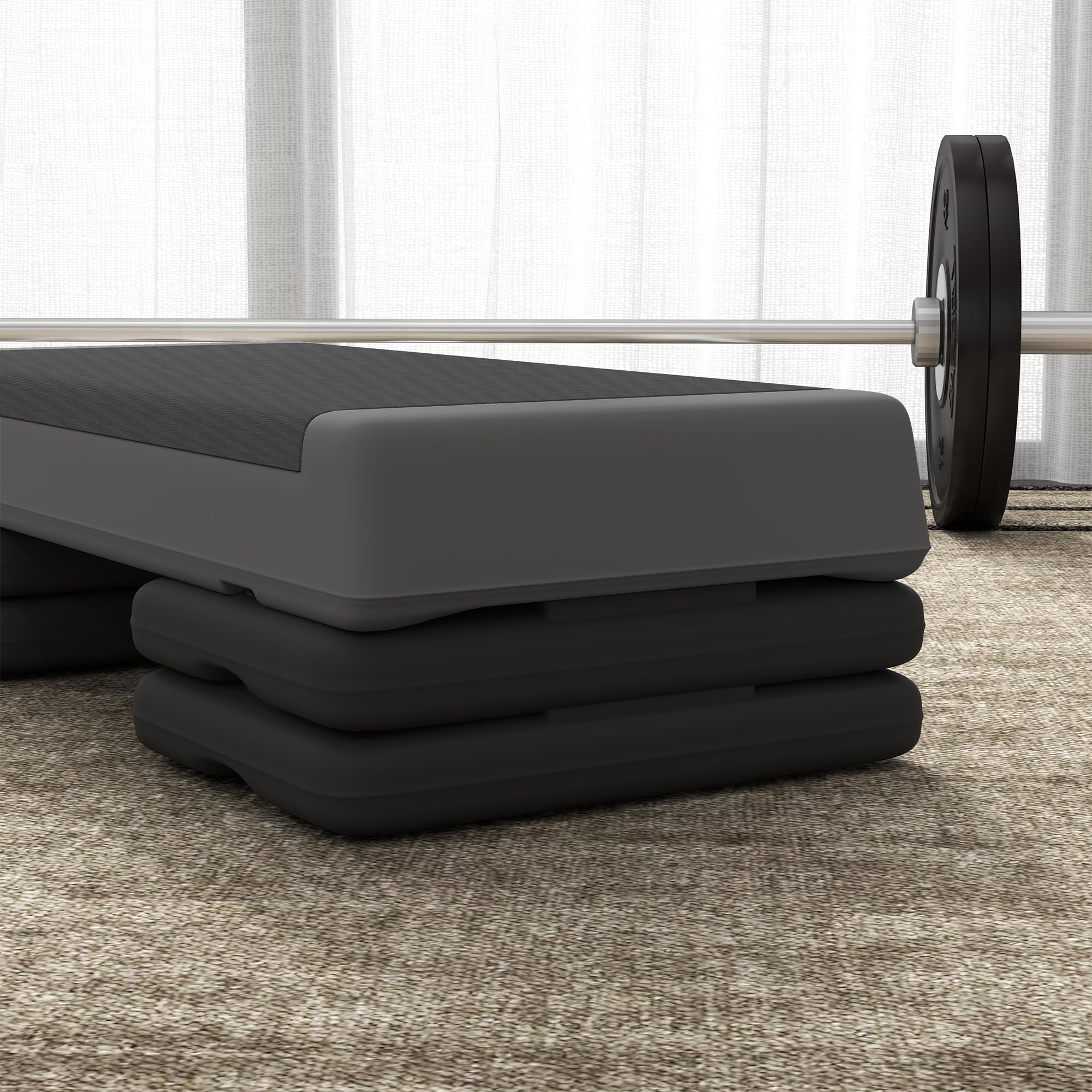 SPORTNOW Stepper Fitness Aérobic 3 Niveaux, Surface Antidérapante, Hauteur Réglable 10,5/15,5/20,5 cm, Step d'exercice pour Salle de Sport et Maison, Charge Max 250 kg, Gris