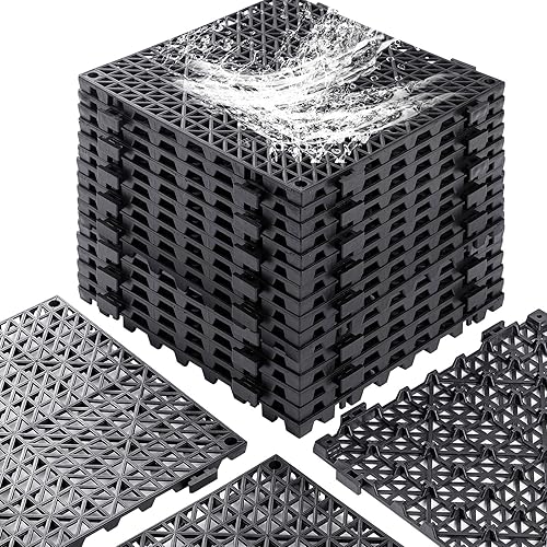 12” x 12” Drainage Interlocking Floor Tiles, 12 Pack Non-Slip