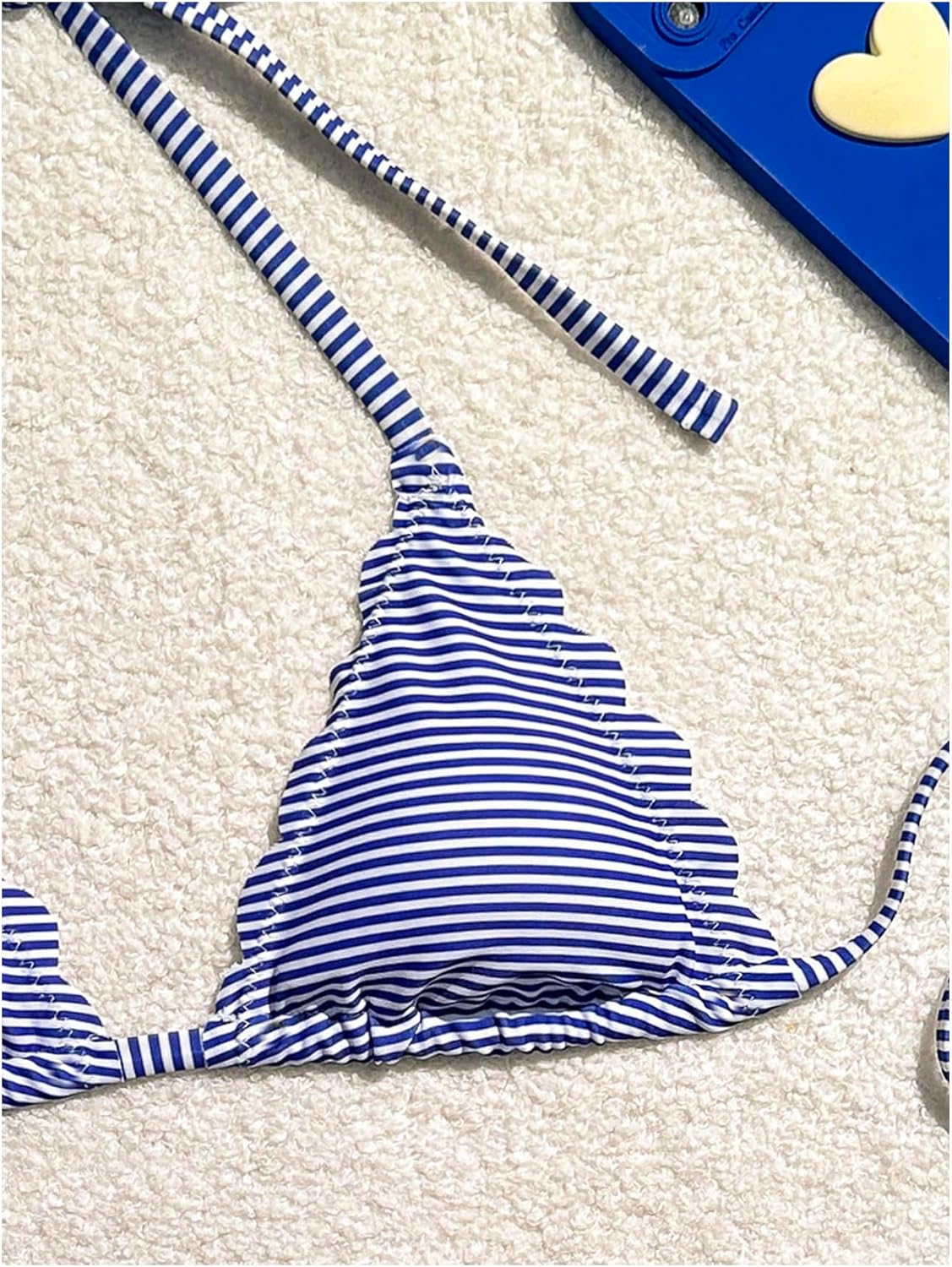 WDIRARA Women's Striped Bikini Set Halter Triangle String Swimsuit 2 Piece Bathing Suit - Image 3