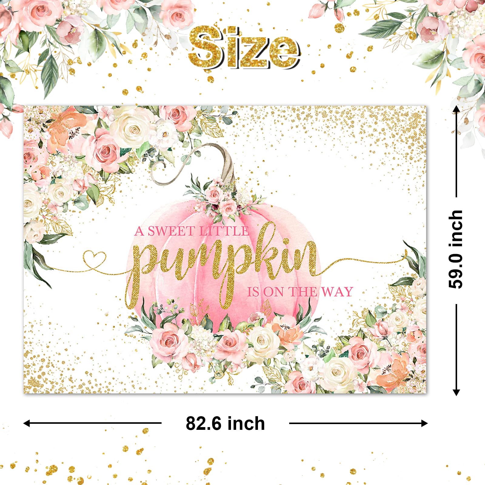 Avezano Kürbis-Babyparty-Hintergrund 1,8 X 1,1 M – Banner Mit „A Little Sweet Pumpkin Is On The Way“