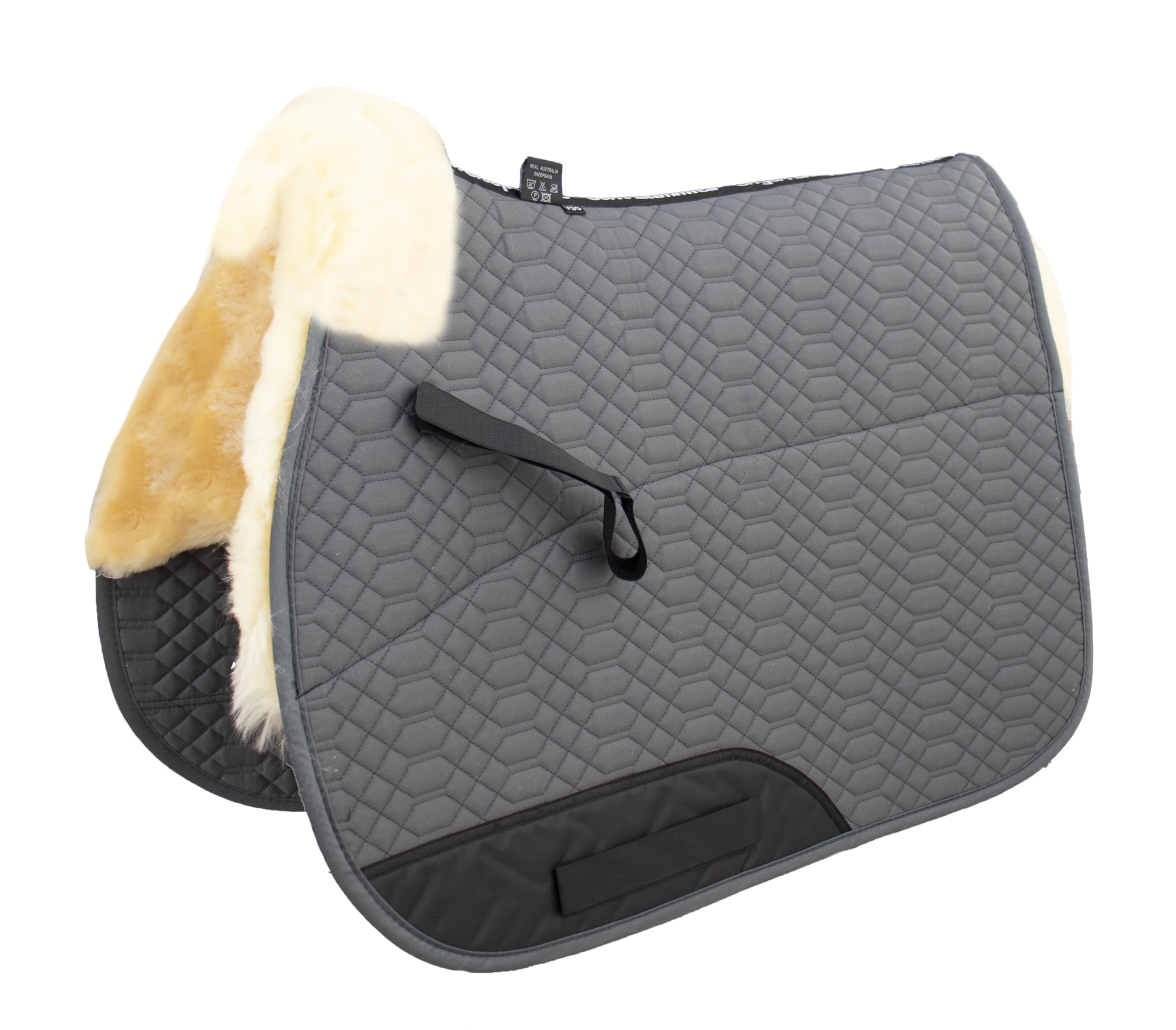Engel Reitsport - Sudadero de silla de montar cuadrado de piel de oveja SCHABRA1, GR380045-0121, Gris/Natural, Jumping