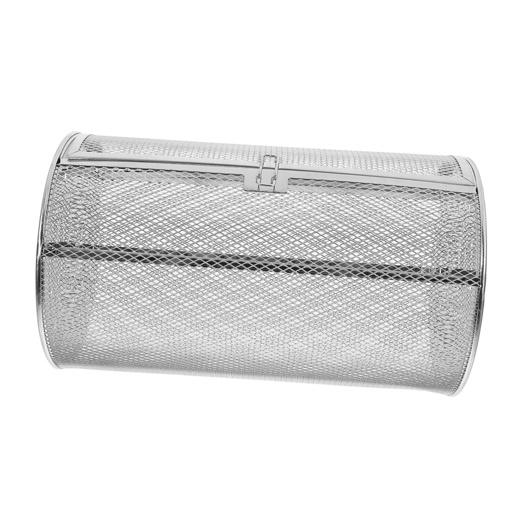 Jaula para Horno Asador de Acero Inoxidable, Giratoria | Plata, para Almendras y Castañas, Calentamiento Uniforme, Uso Seguro y Práctico