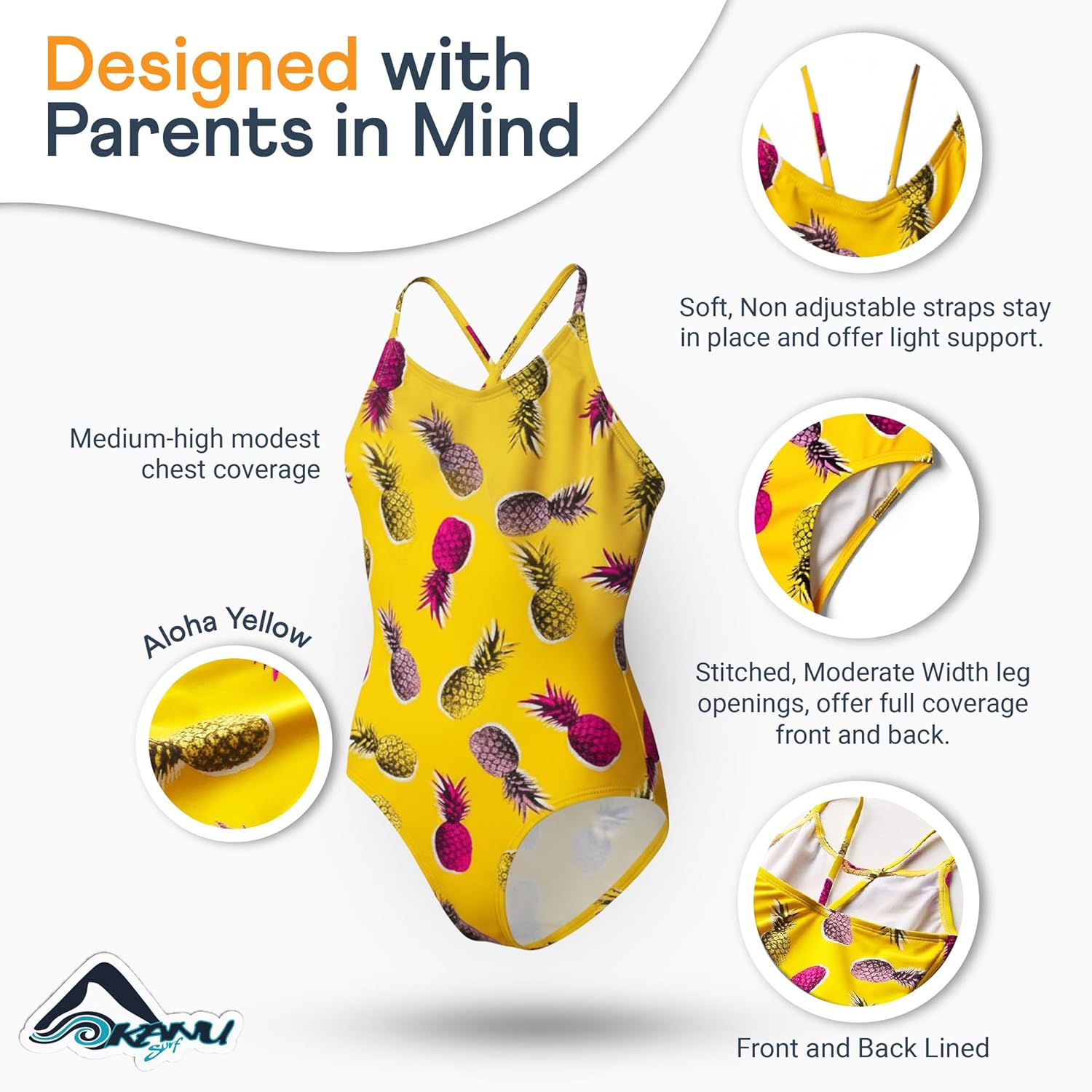 Kanu Surf Girls Daisy Beach Sport One Piece Swimsuit