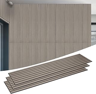 Urban Decor Acoustic Wood Veneer Wall Panels for Interior Decor in Homes, Offices, Studios. 3D Wood Wall Decor, Acoustic Dampening, Mens Room Decor, Gaming Areas, TV Walls and More (4-Pack/Grey)