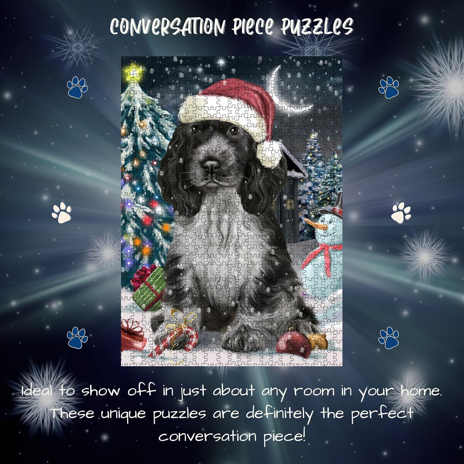 Have a Holly Jolly Christmas Cocker Spaniel Dog Jigsaw Puzzle for Adults - Animal Printed Interlocking Puzzle Game Artwork - Gift for Dog Lover's - 500 Pcs 20.5"x15"