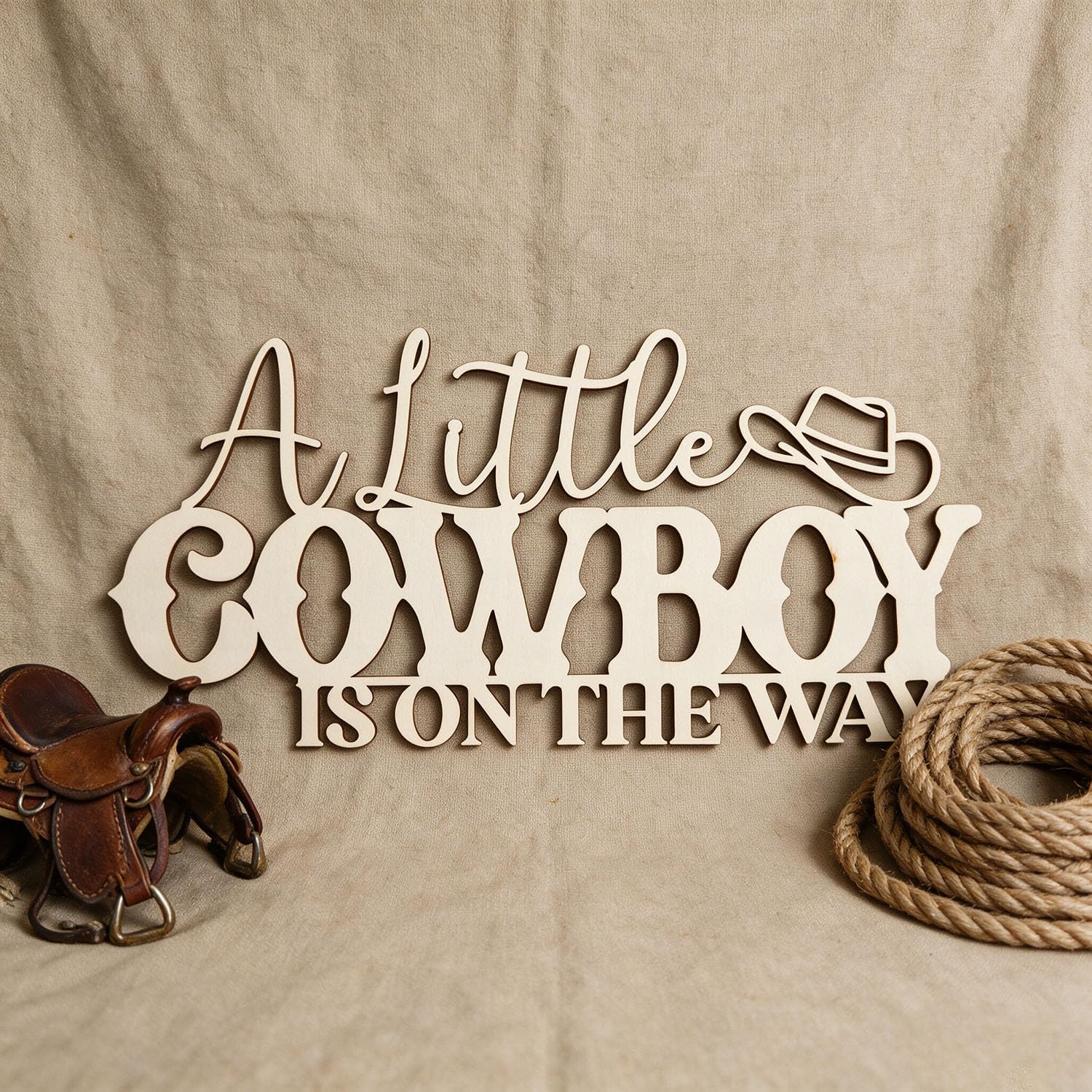 Western Baby Shower Wall Sign for Cowboy Gender Reveal Party,Little Cowboy Is on the Way Party Decoration for Baby Girls Boys Birthday Party Decoration Supplies image 5