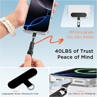 3-in-1 Crossbody Phone Lanyard & Wrist Strap | Adjustable Neck Strap with Locking Knob Quick Release. Ideal Travel, Work & Gym Essential For Hands-free, Black