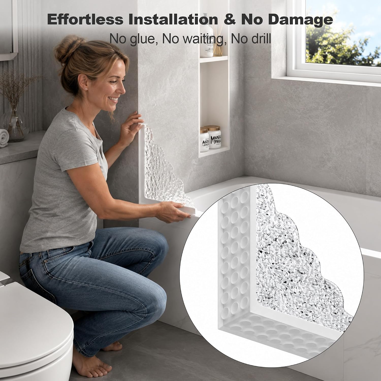 Webetop Tub Corner Splash Guard, 2-Pack for Bathtub, No-Drill Suction image 3
