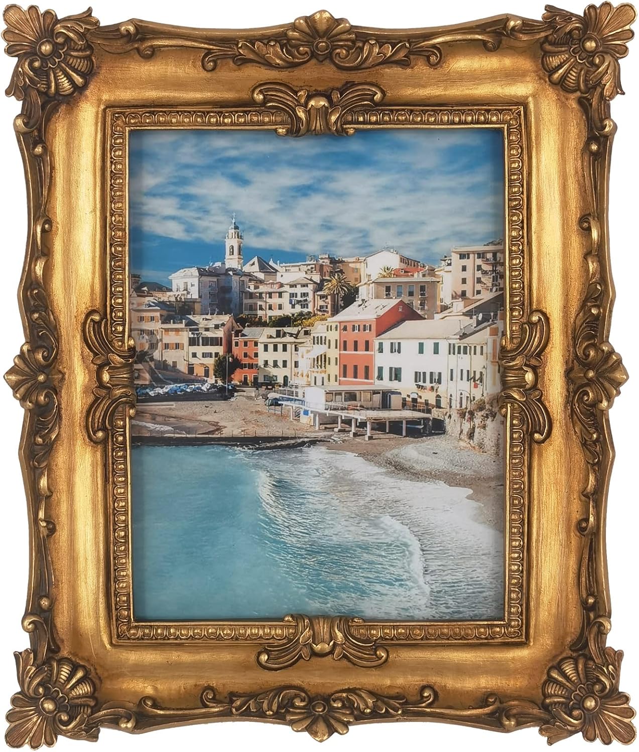 8×10 Vintage Picture Frame, Ornate Bronze Photo Frames with Mat Antique Gold Picture Frames with Glass Front for Tabletop Wall Hanging (8×10 inch, Bronze Gold)