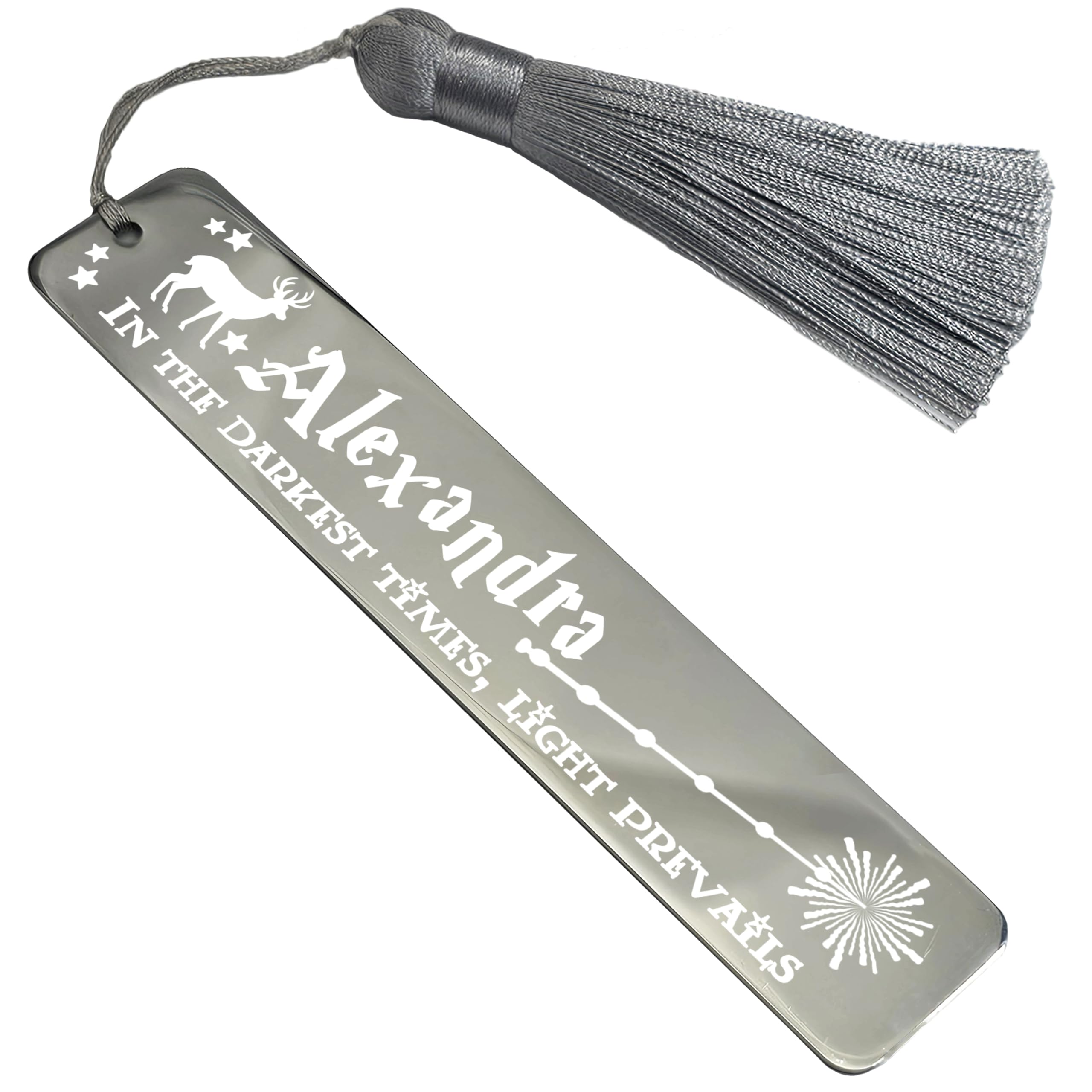Personalised Stainless Steel Bookmark Wizarding World Inspired Magical Gift for Book Witches or Wizards Movie Fans (Design #2, Silver)