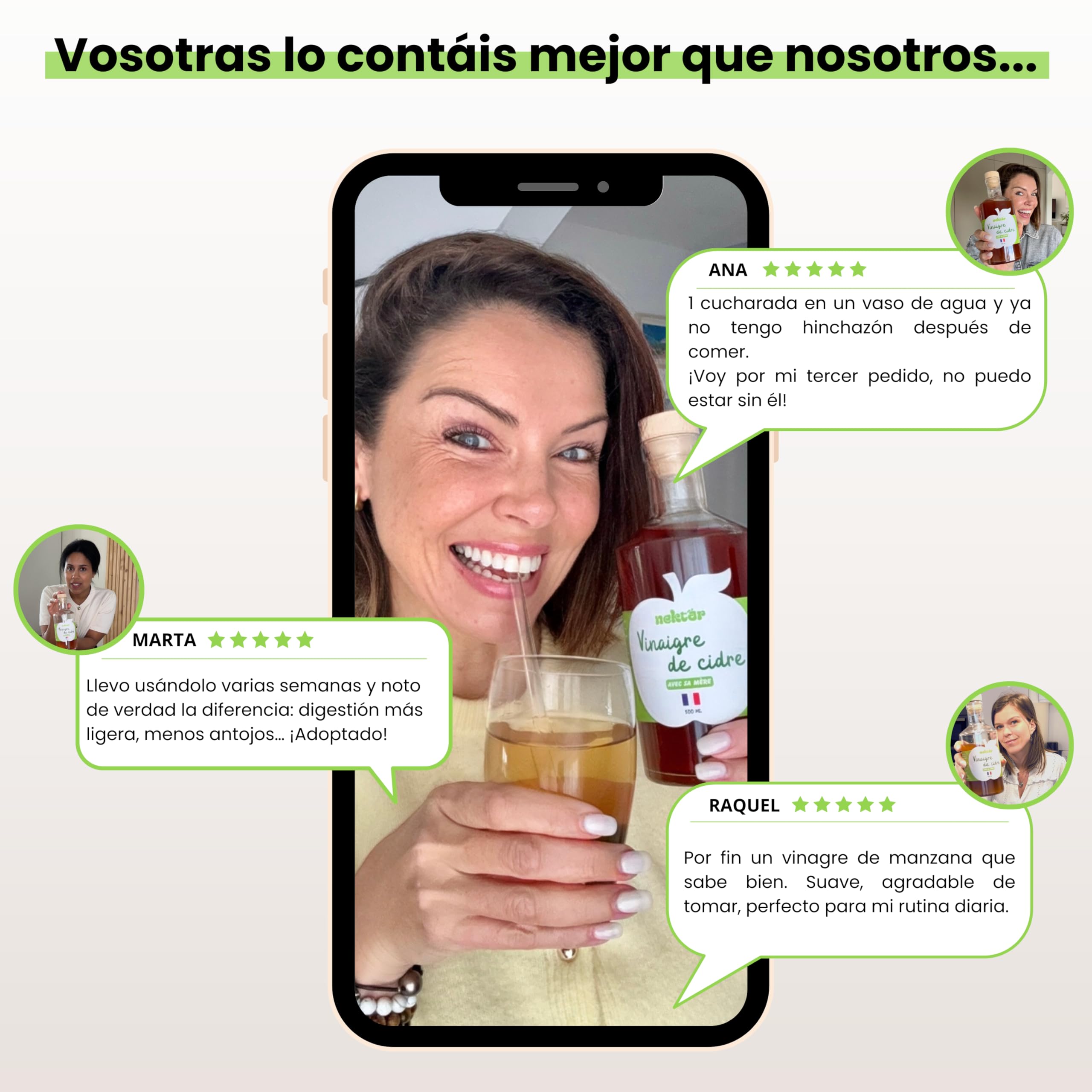 Vinagre de Sidra Orgánico Sin Pasteurizar Sin Filtrar con Madre 500 ml Hecho en Normandía