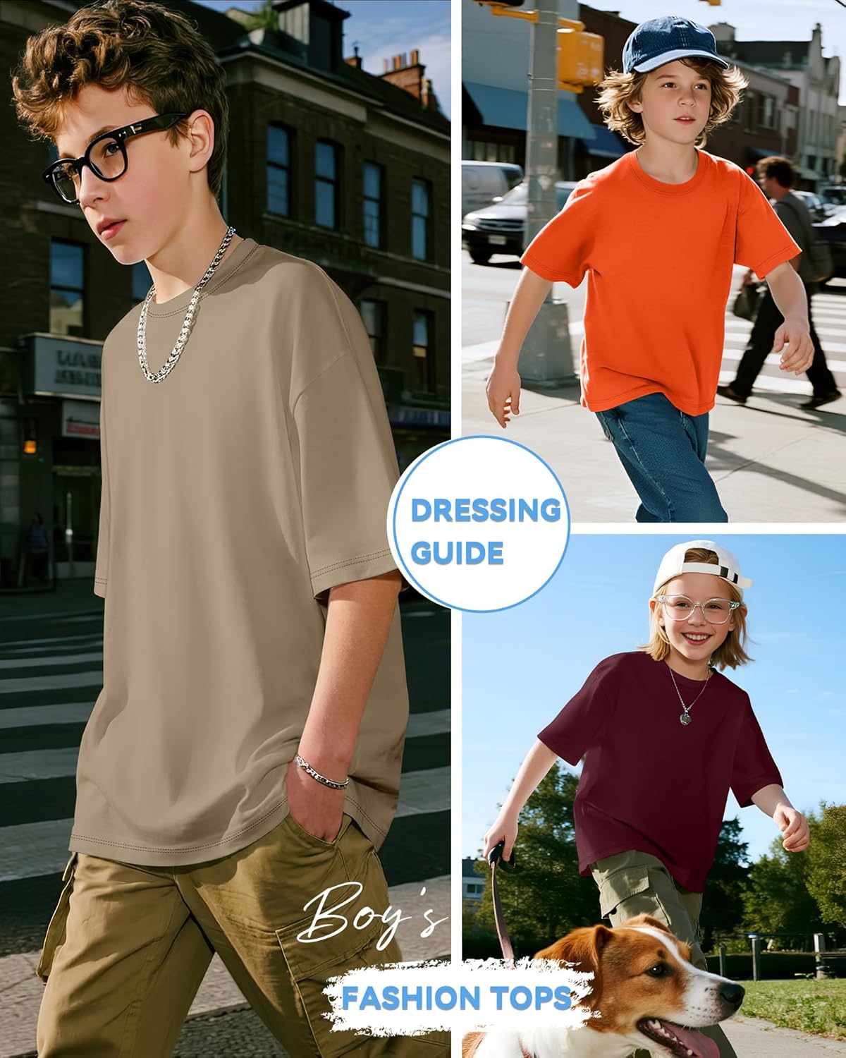 3 Pack Boy's Short Sleeve T-Shirts Kids Oversized Crewneck Top Unisex Basic Loose Fit Shirt Casual Soft Summer Tees - Image 2