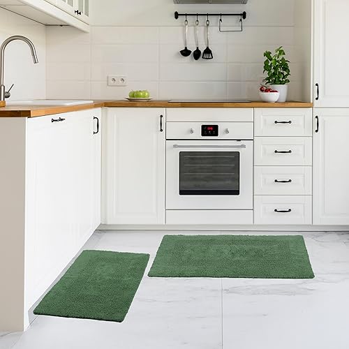 Miniatura 7 de Lavish Home, tapete de baño larga, reversible, 100 % algodón, 2 unidades