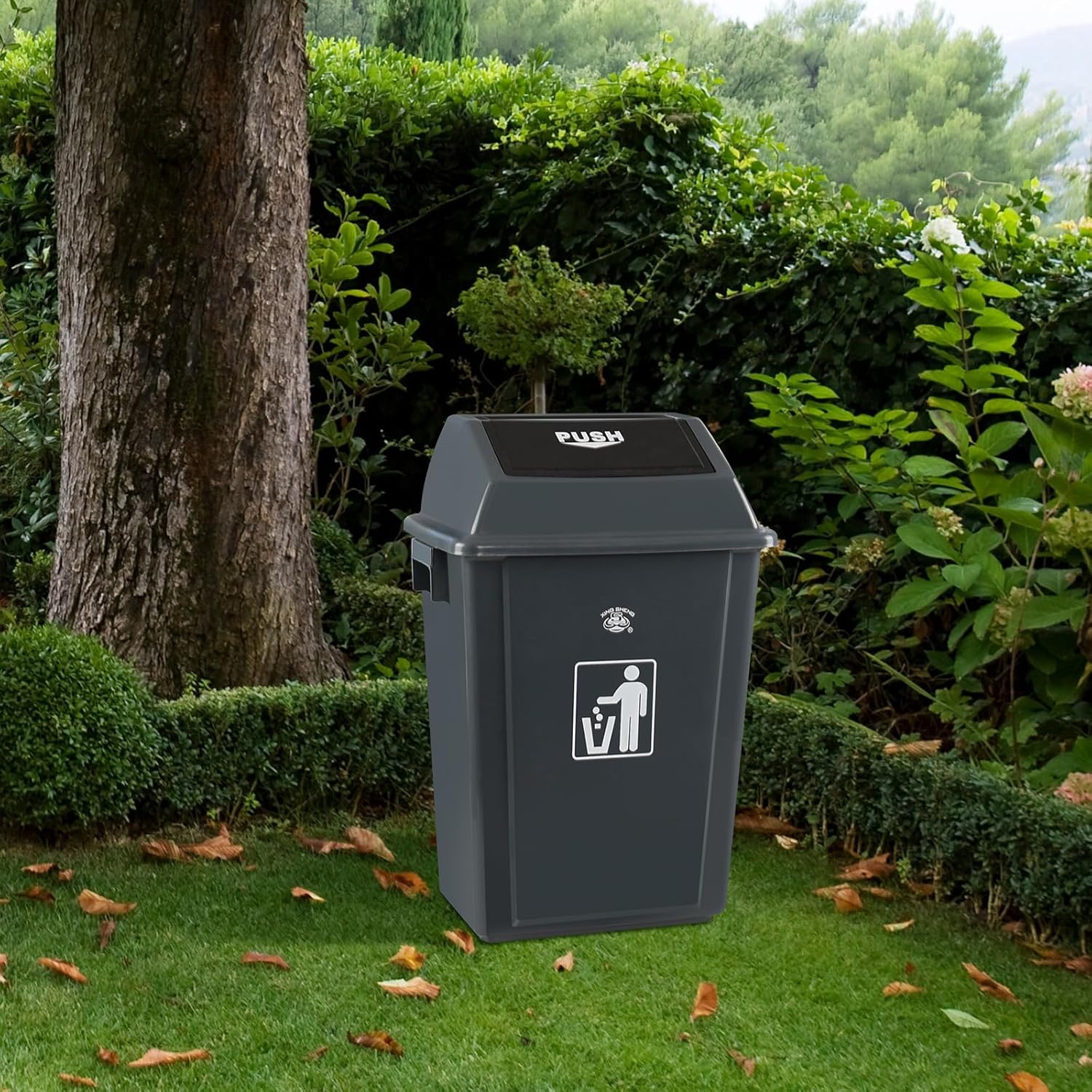 13 Gallon Trash Bin with Lid, Plastic Swing Top Garbage Can, 4 Packs