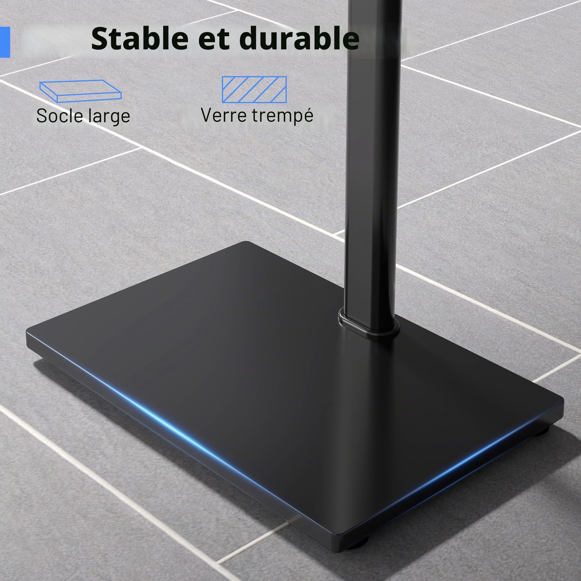 XINLEI Support TV Universel au Sol pour Écrans 32-75 Pouces, Support Mural Inclus, Gestion des Câbles, Charge Max 60 kg, VESA 600x400 mm, TS004H