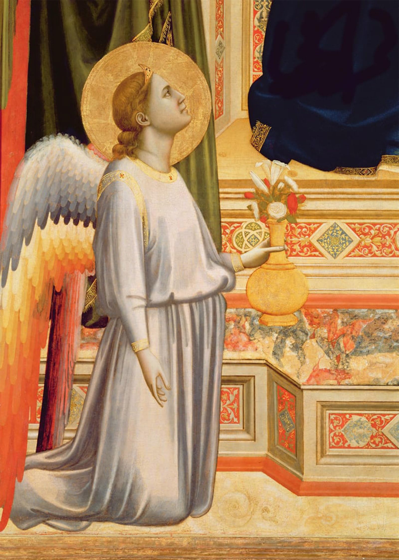 POSTERIIk Famous Modern Artwork Art Mural the Lady Di Ognissanti Detail of Kneeling Angel with Vase of Flowers by Giotto Di Bondone Oil Paintings Pictures for Home Decor 60x90cm