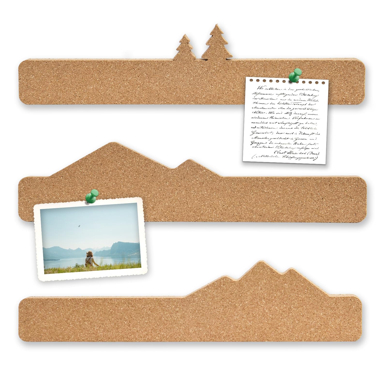 Mini Mountain Cork Board Strip, 3Packs Small Cork Boards for Wall, Moutains ande Trees Cork Tiles, Decorative Bulletin Board for School Office Home(SX-3p)-image-14