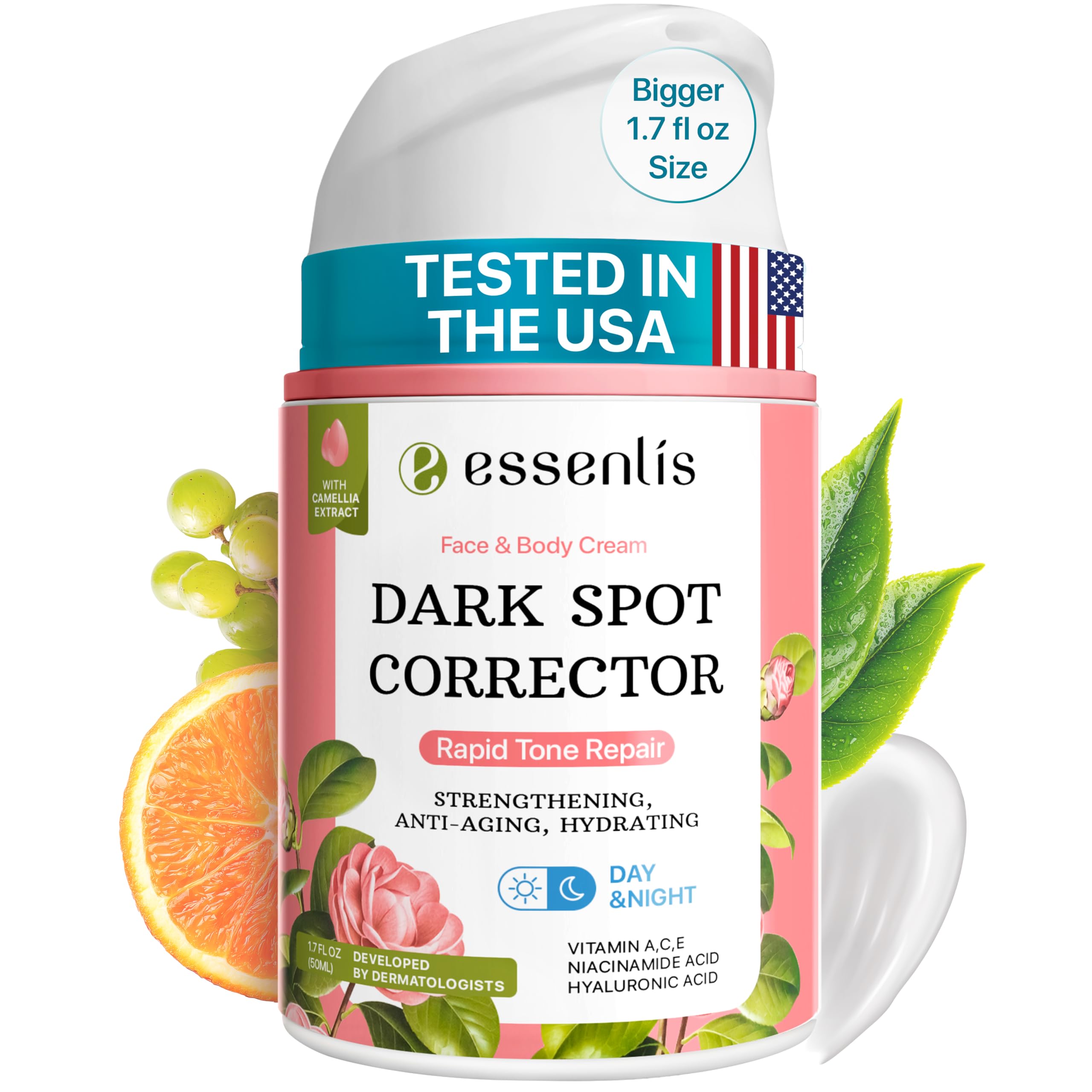 ESSENLIS Dark Spot Remover for Face, Body, Underarms, Armpit, Knees, Elbows, Sensitive Area, Promotes Anti-Aging Effect, Dark Spot Corrector for Women and Men