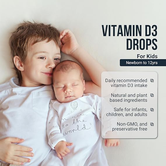 Vegan D3 Drops - 10 UG 120 Drops- Daily 400 IU D3 Supplement for Infant and Young Children