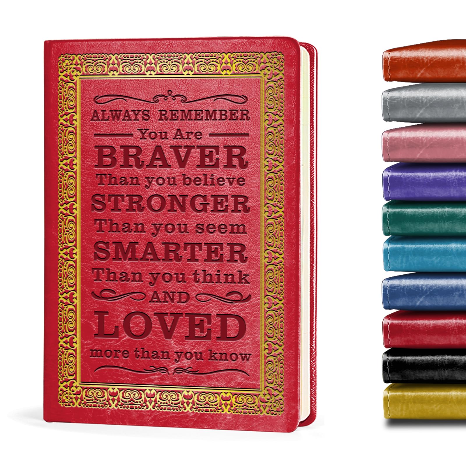 JOHSBYD Red A5 Lined Leather Journal Notebook,Inspirational Leather Journal Notebook for Men Women,200 Pages 100 Gsm Thick Ruled Paper Daily Diary for