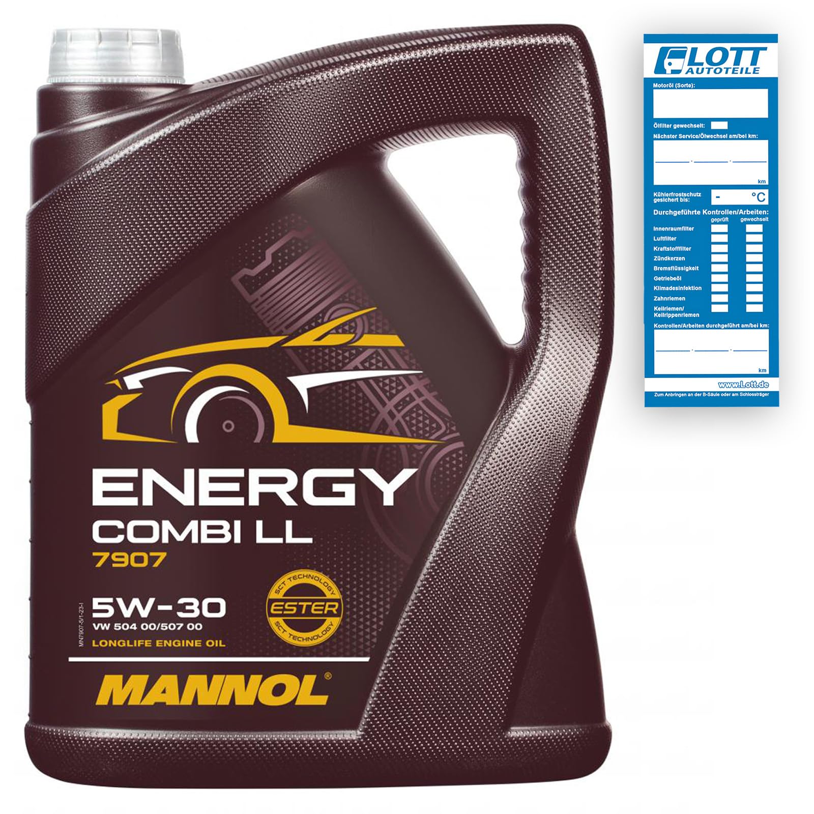 MANNOL 2X 5 Liter MOTORÖL Energy Combi LL 5W-30 MOTORENÖL + INSPEKTIONSAUFKLEBER