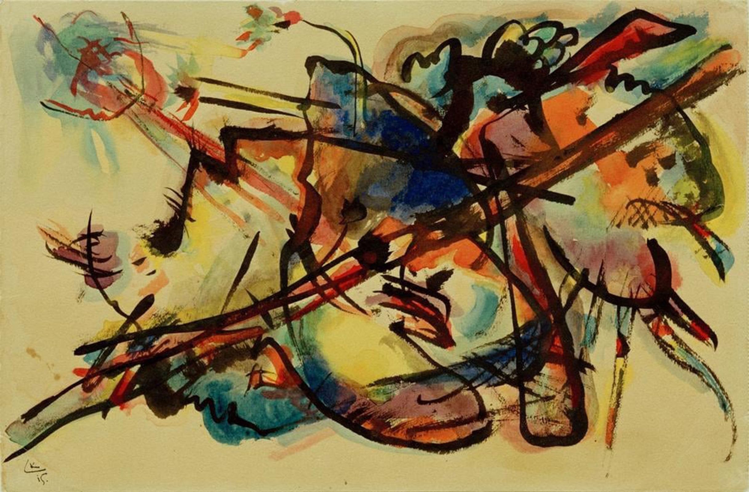 SERENDIPITP Vintage Wall Art Canvas Nordic Poster Canvas Print Picture Abstract composition by Wassily Kandinsky Wall Art Poster for Home Decor 60x90cm