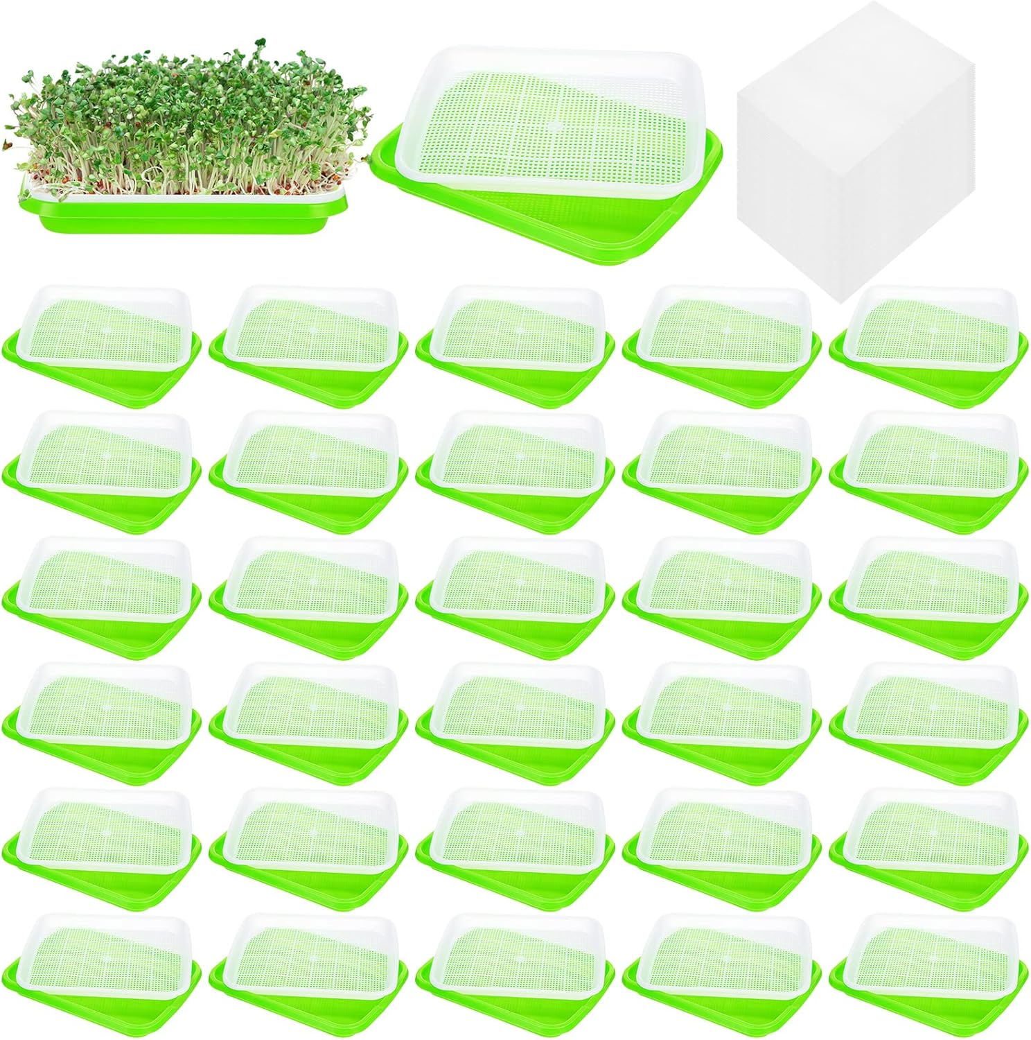 32 Packs Seed Sprouter Tray Nursery Tray Microgreens Growing Trays