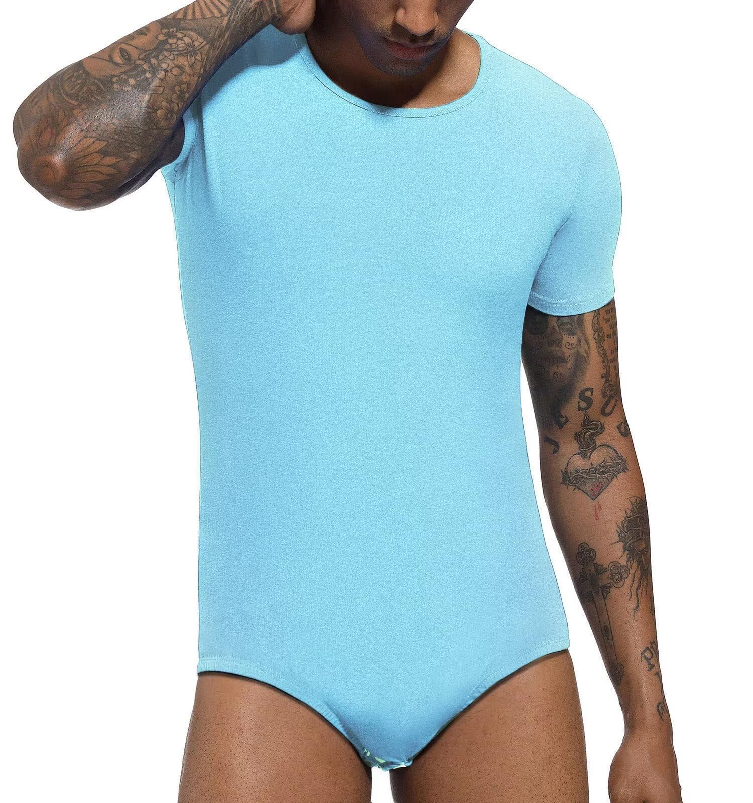 Landofgenie Combinaison à Manches Courtes Homme Pyjama Combinaison
