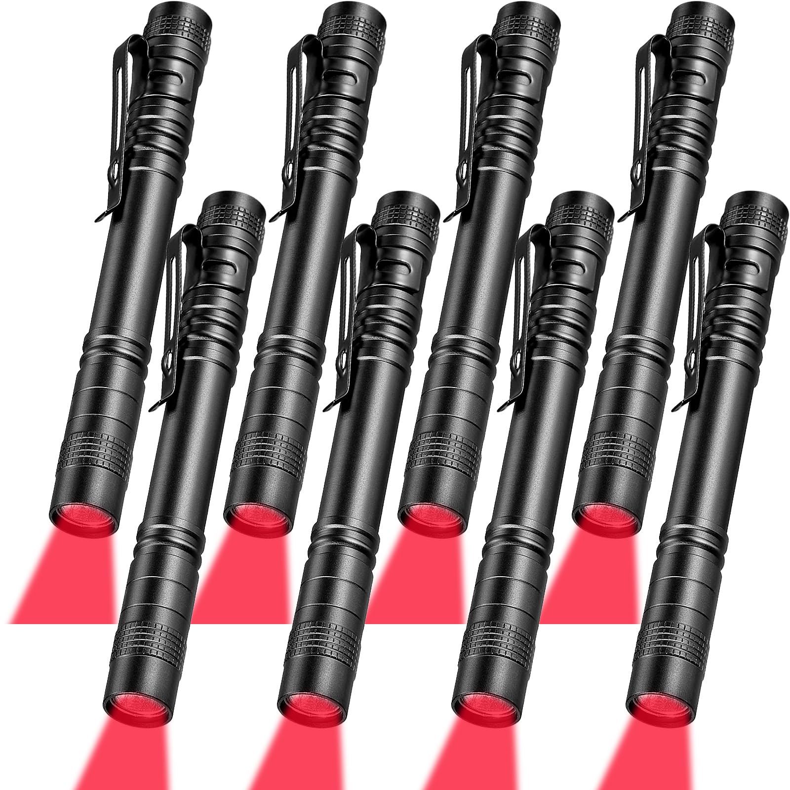 Tuanse8 Pcs Red Light Flashlight Red LED Flashlight Pen Light Bright Torch for Night Astronomy Aviation Observation Turtle Safe Beach