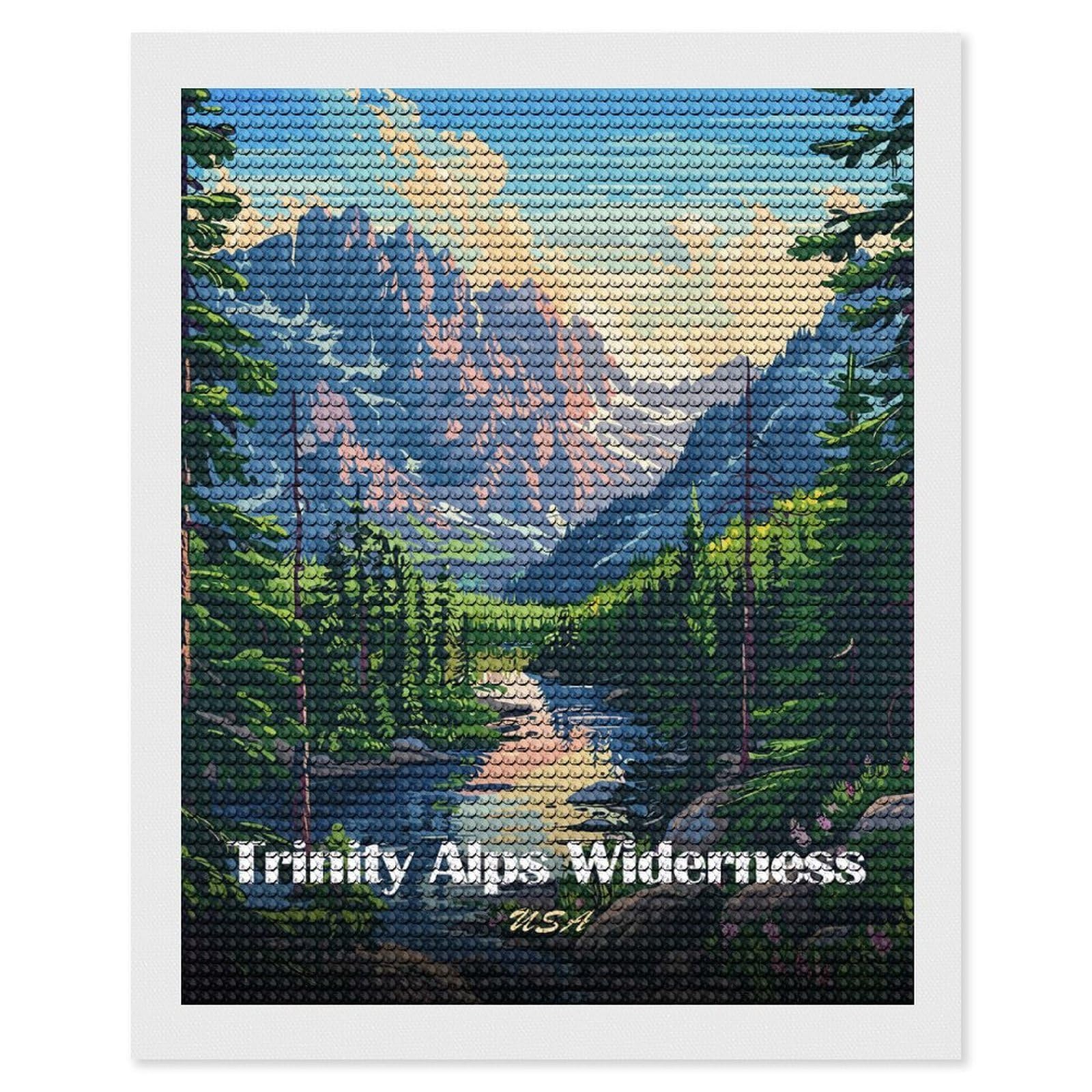 Junmoney Trinity Alps Wilderness USA Landscape Art Full Drill Diamond Painting Kit 16"x20", for Teens, Calming Craft to Unwind, Home Wall Decor, Christmas Gift