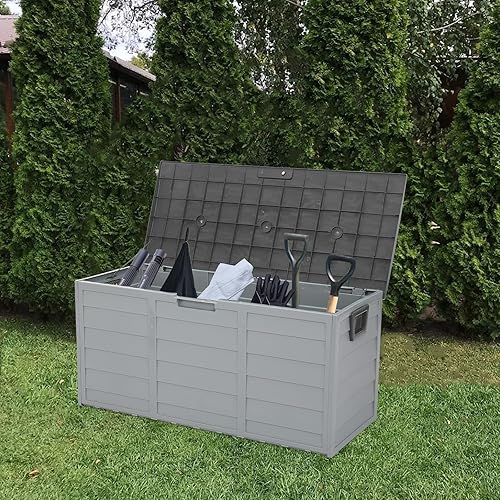 Miniatura 4 de HomVent Caja de almacenamiento exterior de 75 galones, contenedor de almacenamiento impermeable para cojines de patio, muebles de patio,