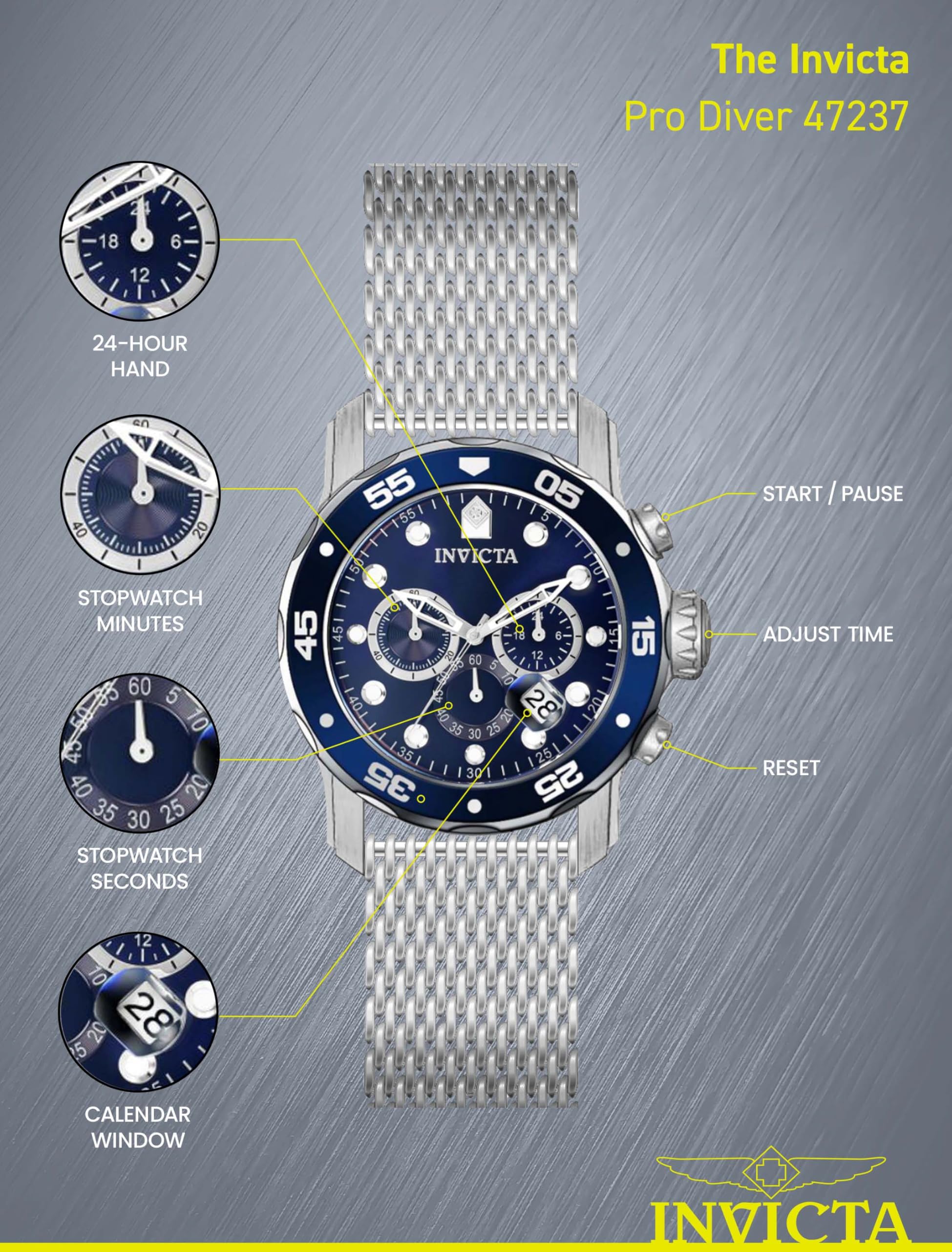 Invicta Pro Diver Edelstahl Herren Quarzuhrwerk - 48mm