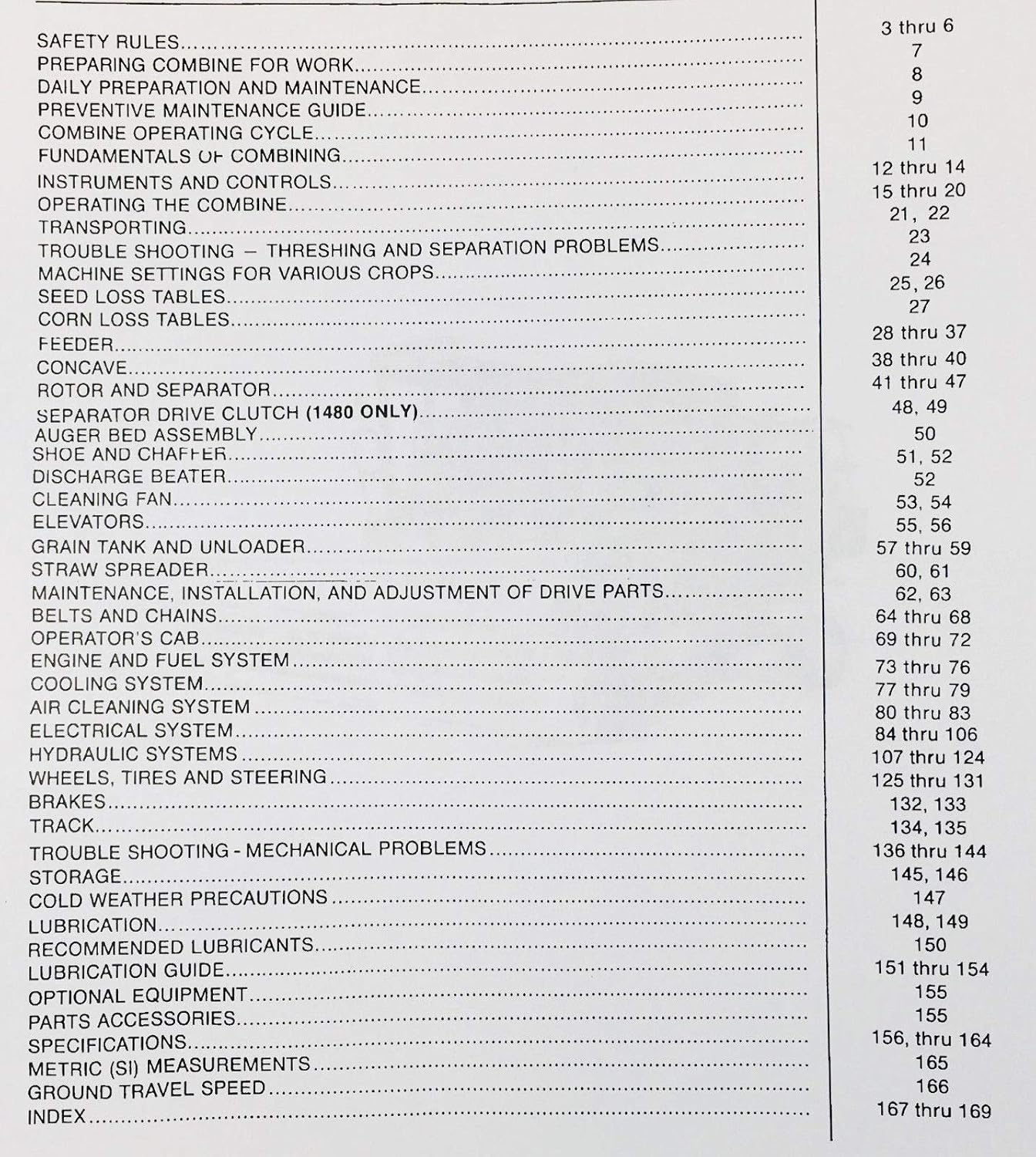Operators Manual For International 1440 1460 1480 Combine Owners Maintenance Shop