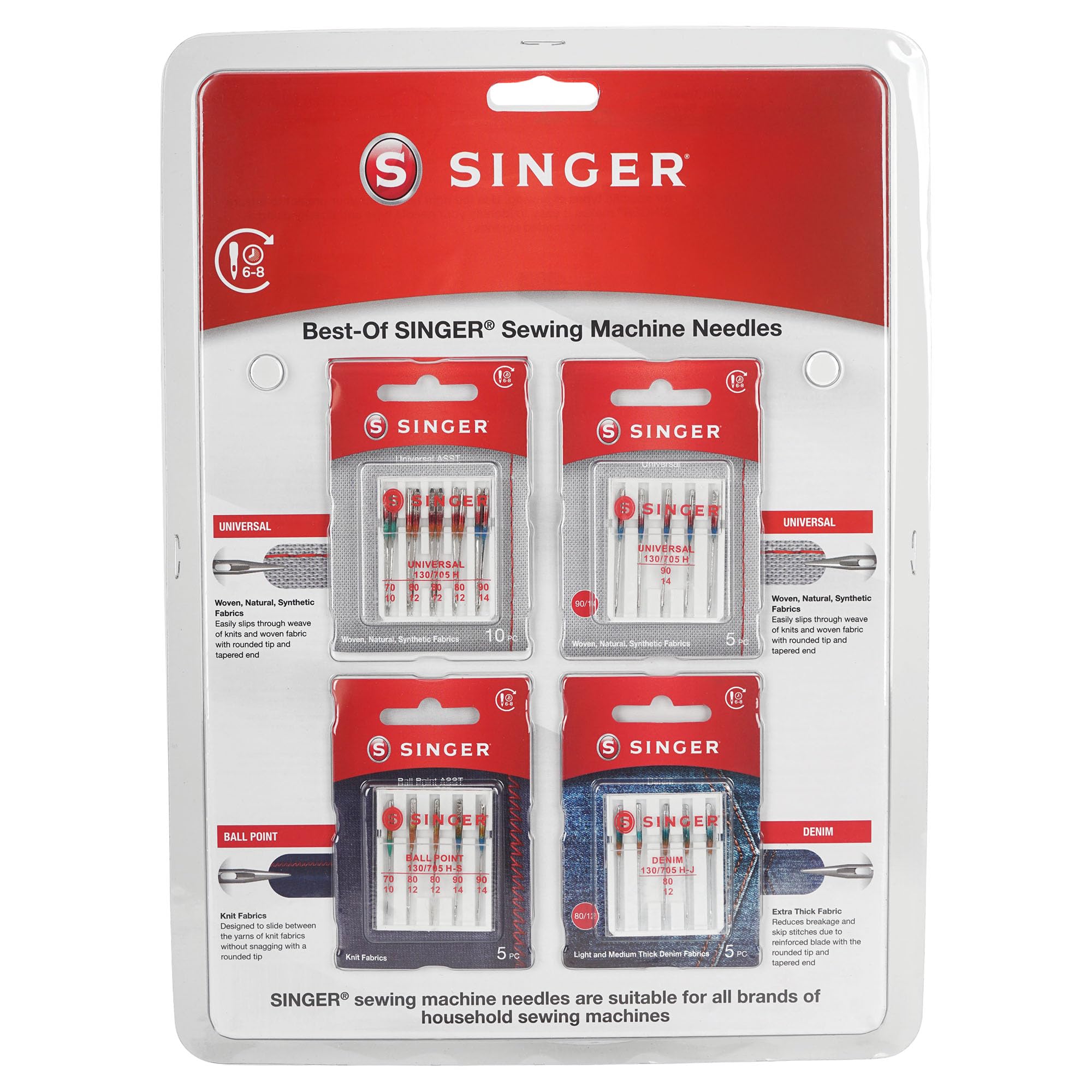 Singer Best-Of - Set di aghi per macchina da cucire (4 blister/25 aghi)
