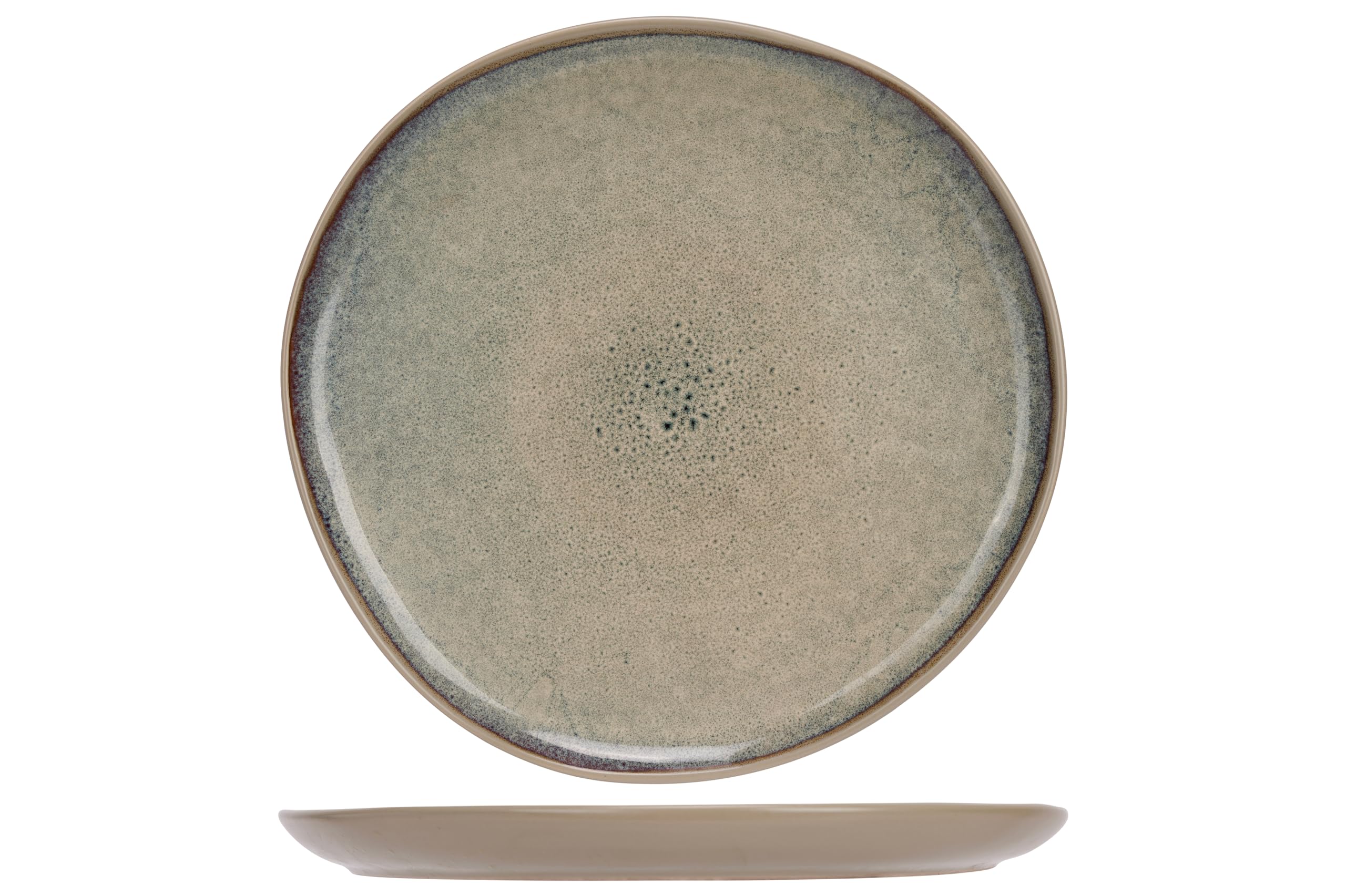 Cosy & Trendy Set of 6 Oona Sand Stoneware Dinner Plates, Green, D27Xh2Cm