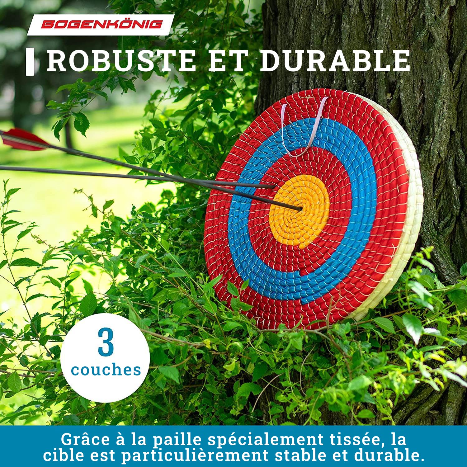 Cible tir à l'arc - Cible en Paille résistante aux intempéries pour Adultes & Enfants I Cible en Paille pour Arc et flèches & arbalète, Accessoires tir à l'arc, cibles pour tir