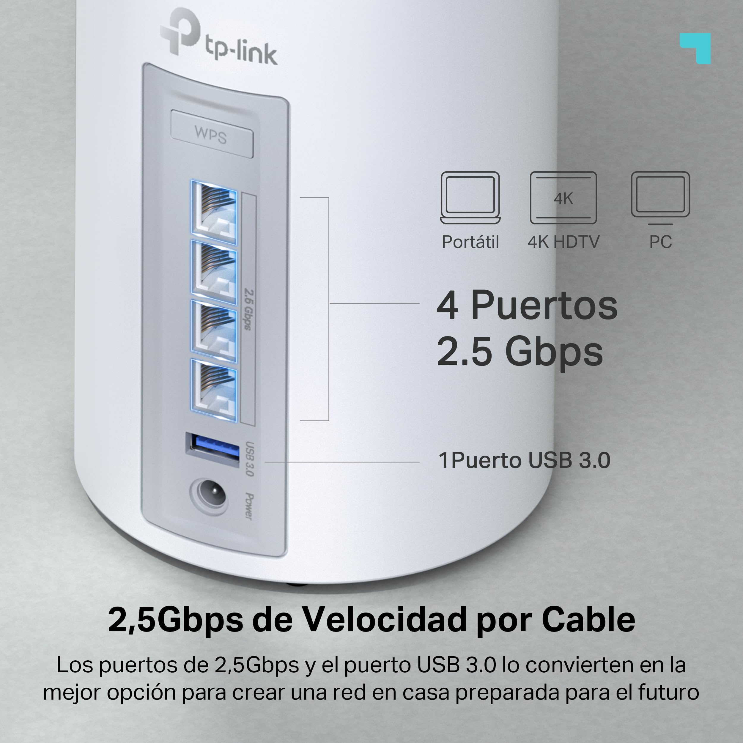 TP-Link Deco BE65(2-Pack) - WiFi 7 Mesh BE9300 Deco Tri-Band BE65 (Paquete de 2), Puerto Ethernet/Fibra 2.5 Gbps, Velocidad WiFi de hasta 9 Gbps, WPA3, Canales de 320 MHz, 6 GHz