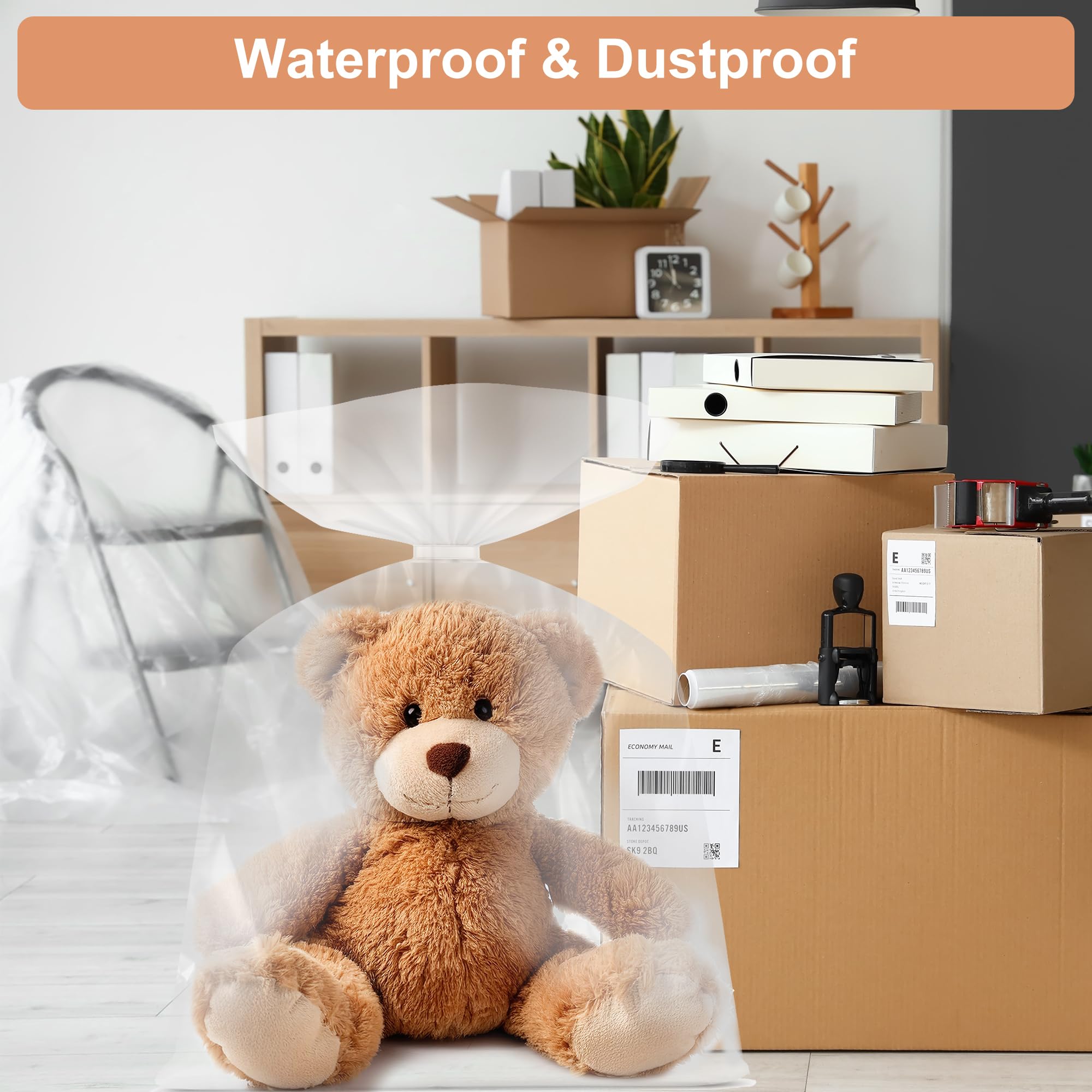 Hejo 10 Pièces Sac de Rangement Extra Larges, 100×150cm Grand Sac de Rangement Transparent, Sac Plastique Rangement, Sac Rangement Pour Bagages, Meubles, Consolateurs, Chaise