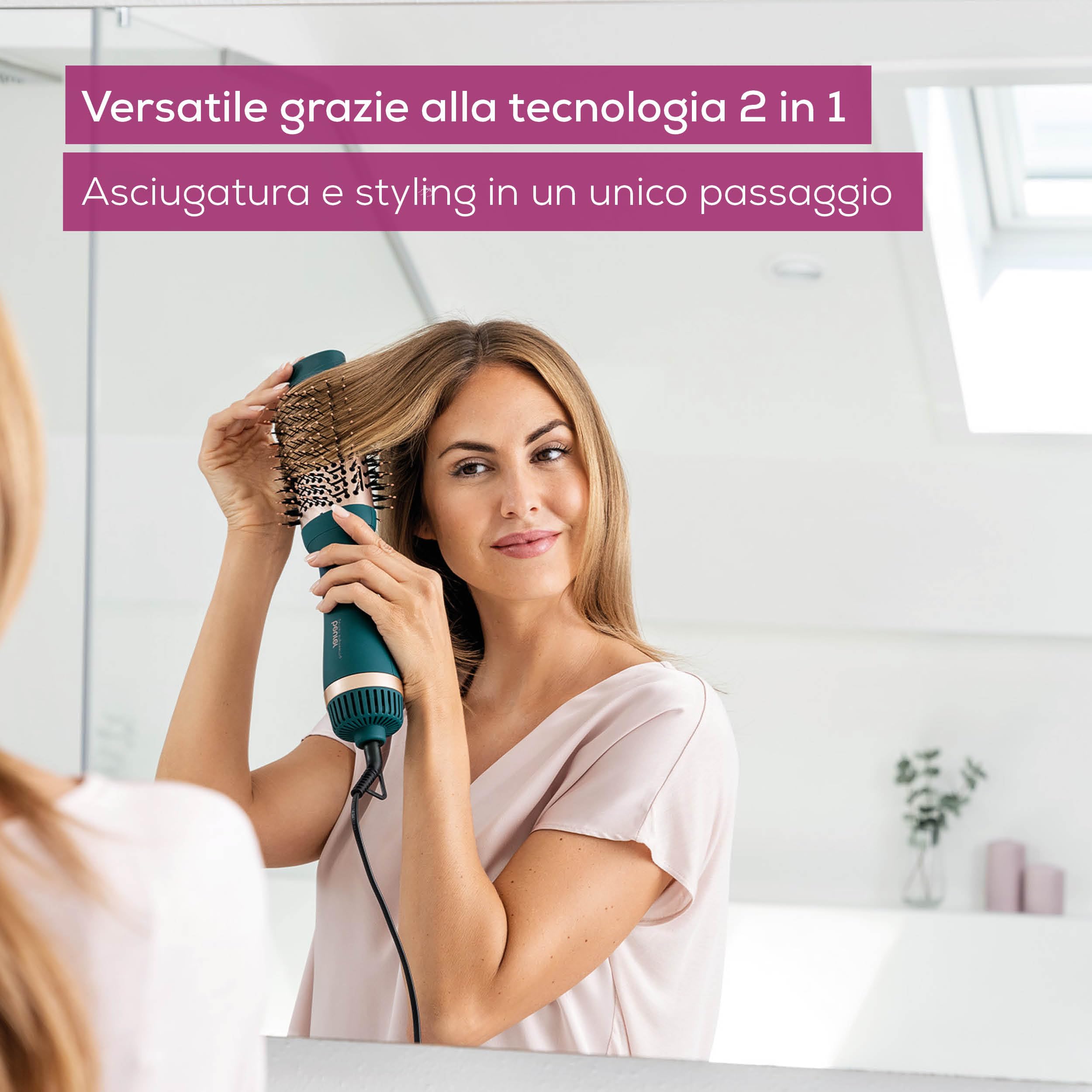 Beurer HC 45 Ocean Spazzola ad Aria Volumizzante 2 in 1, in Colorazione Ottanio Moderna e di Design